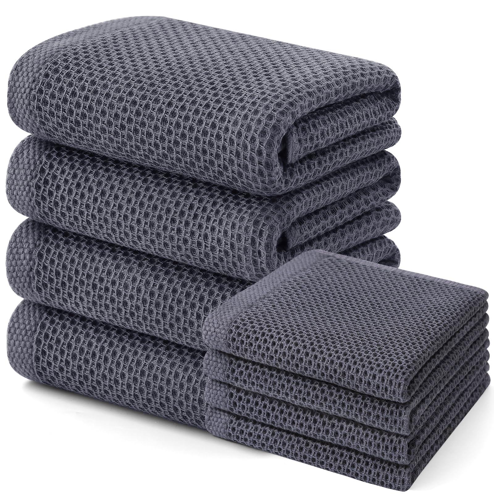 Homaxy 100% Cotton Kitchen Towels and Dishcloths Set, Large 12 x 12 Inches and 20 x 28 Inches, Set of 8 Bulk Kitchen Towels Set,