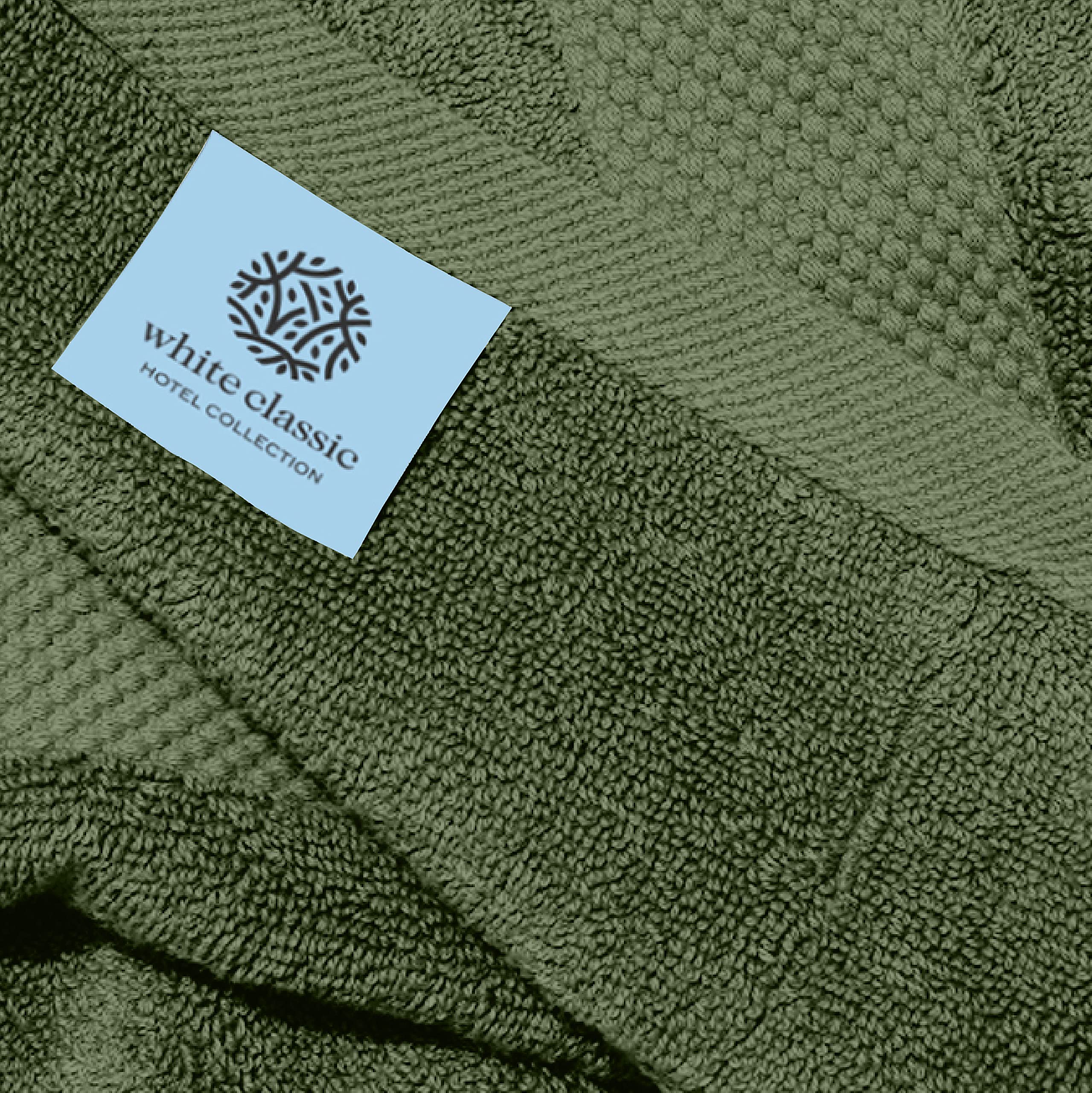 White Classic Luxury Hand Towels for Bathroom-Hotel-Spa-Kitchen-Set - Circlet Egyptian Cotton - 16x30 Inches - Set of 6 (Forest Green)