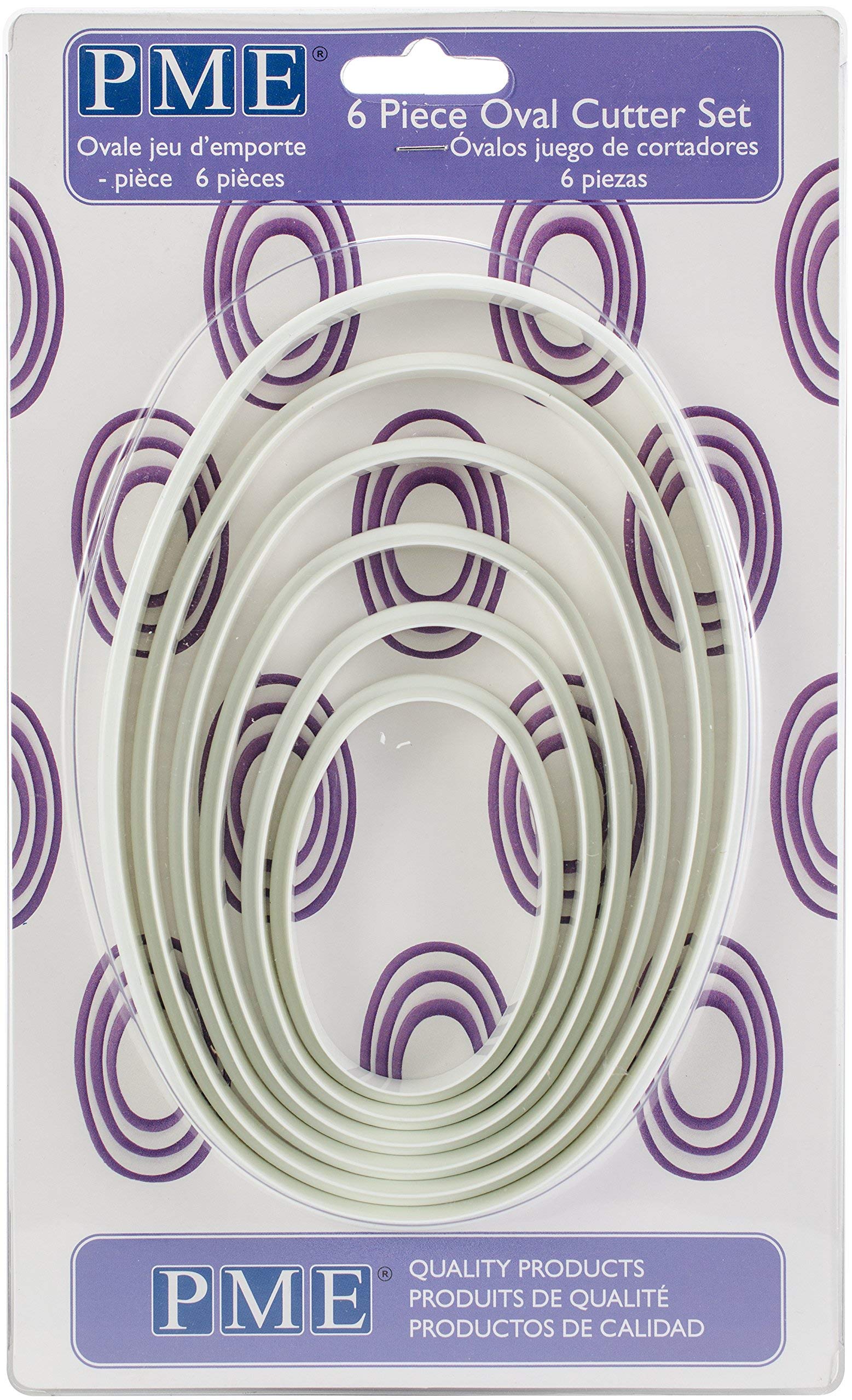 Pme Oval Cutters, For Cake Decorating, Set Of 6, White