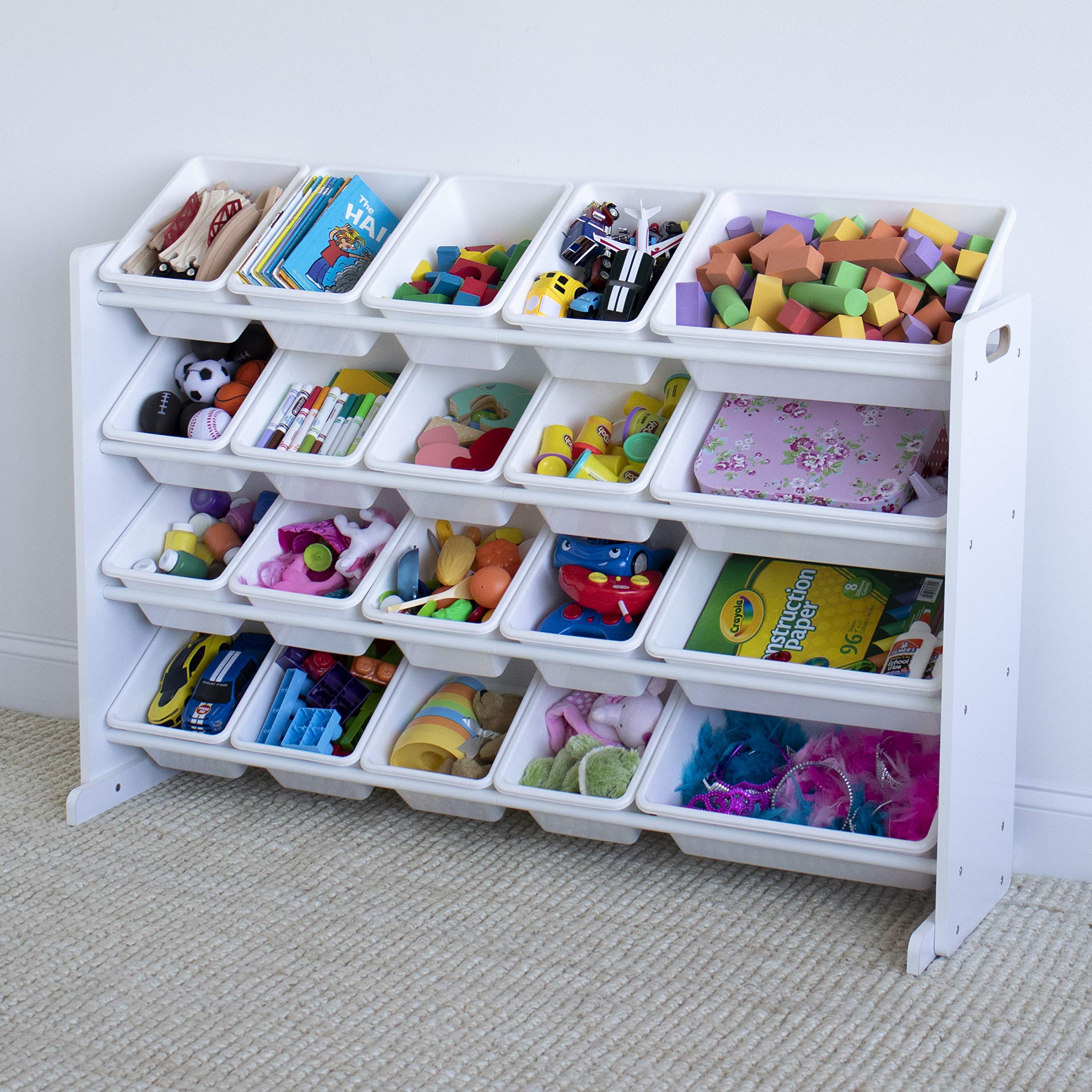 Humble Crew Extra Large Toy Organizer with 20 Storage Bins  White/White