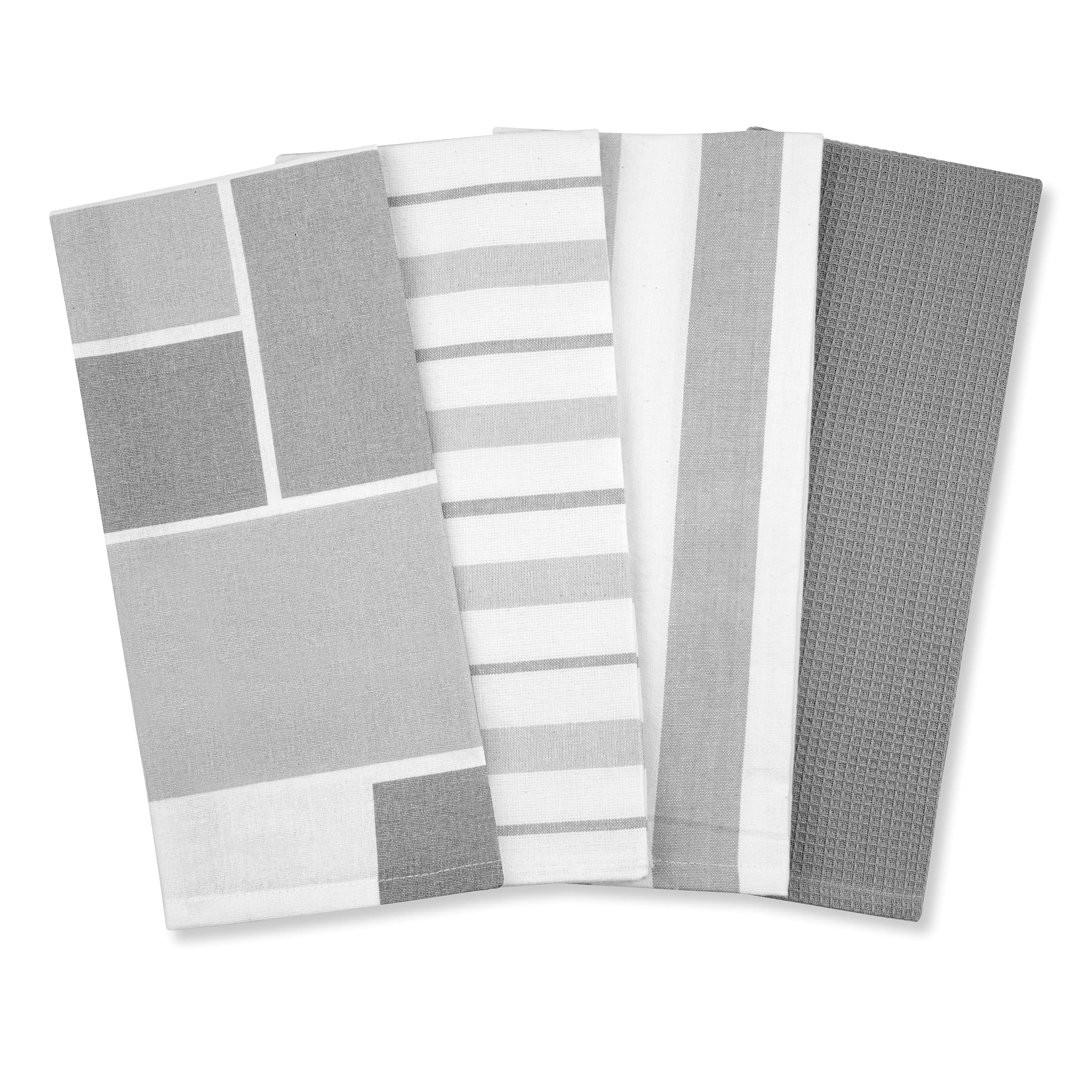 Jot & Mark Dish Towels 100 Percent Cotton | Set Of 4 For Drying And Kitchen Use (Ansel Grey)
