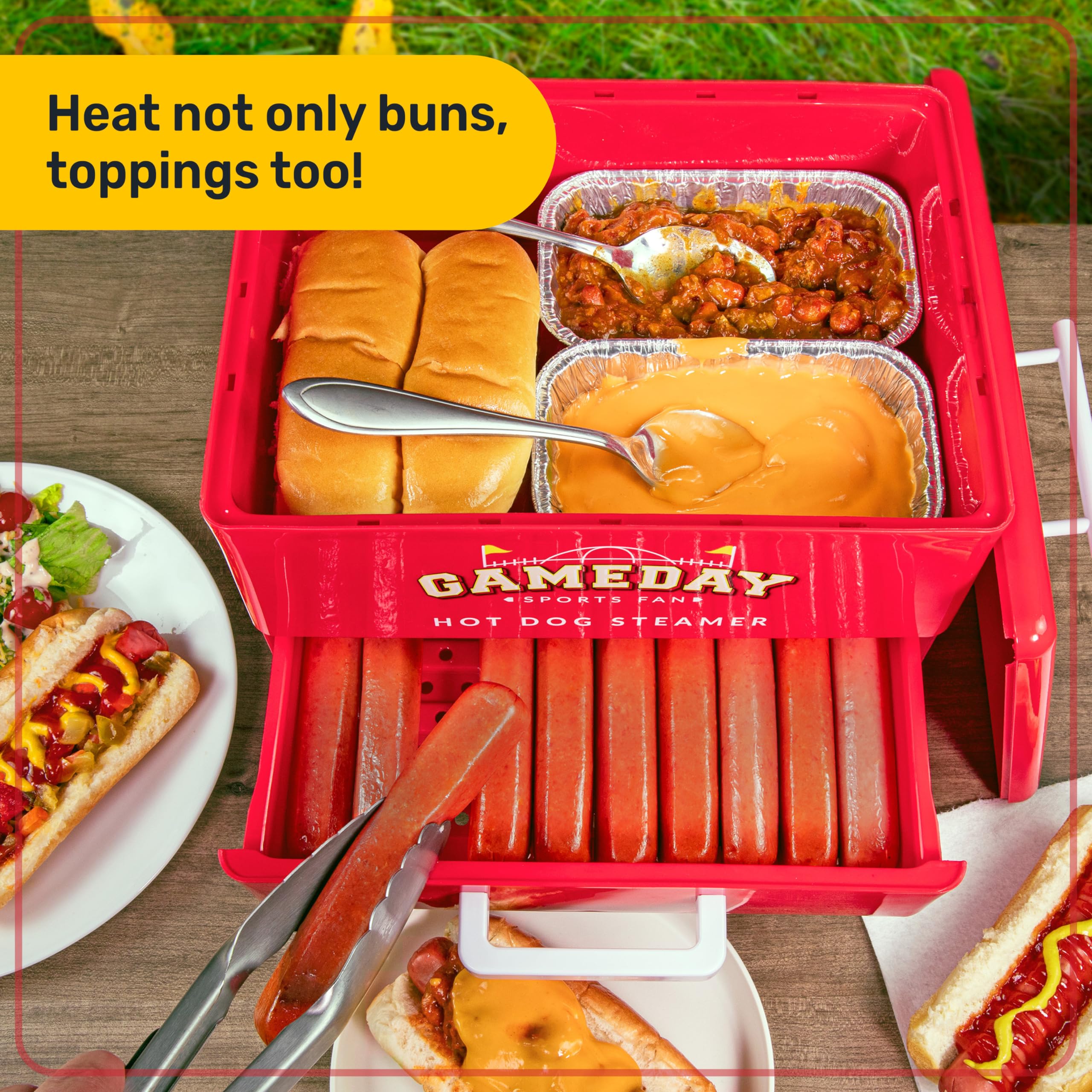 Nostalgia, Game Day Hot Dog Steamer And Bun Warmer, Fits 20 Dogs And 8 Buns, Steams Pot Stickers, Veggies, Potatoes, And Other A