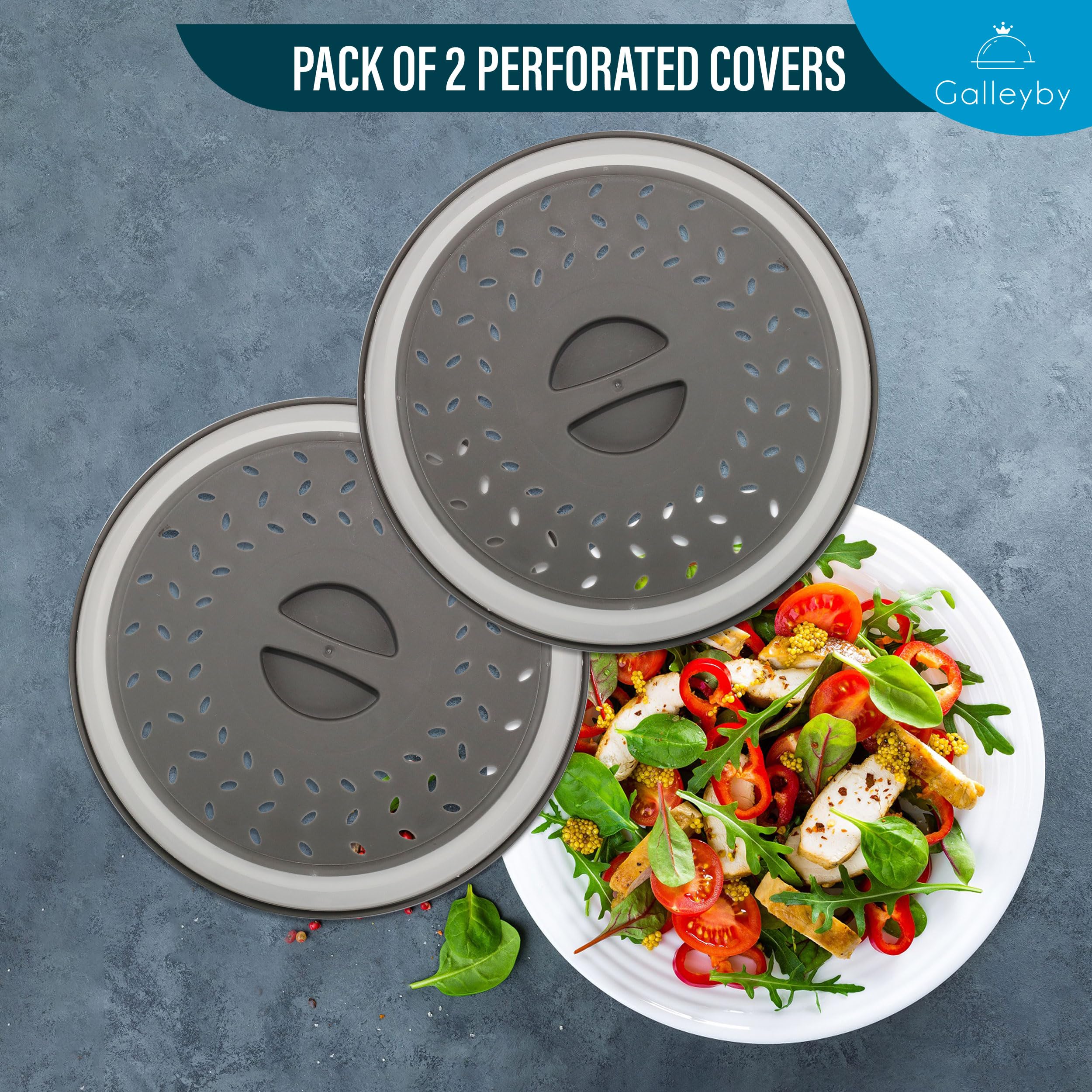 Galleyby Pack Of 2 Microwave Splatter Covers - Microwave Cover For Food -Space-Saving Design (10.5 Inch) Bpa-Free Silicone,Plast