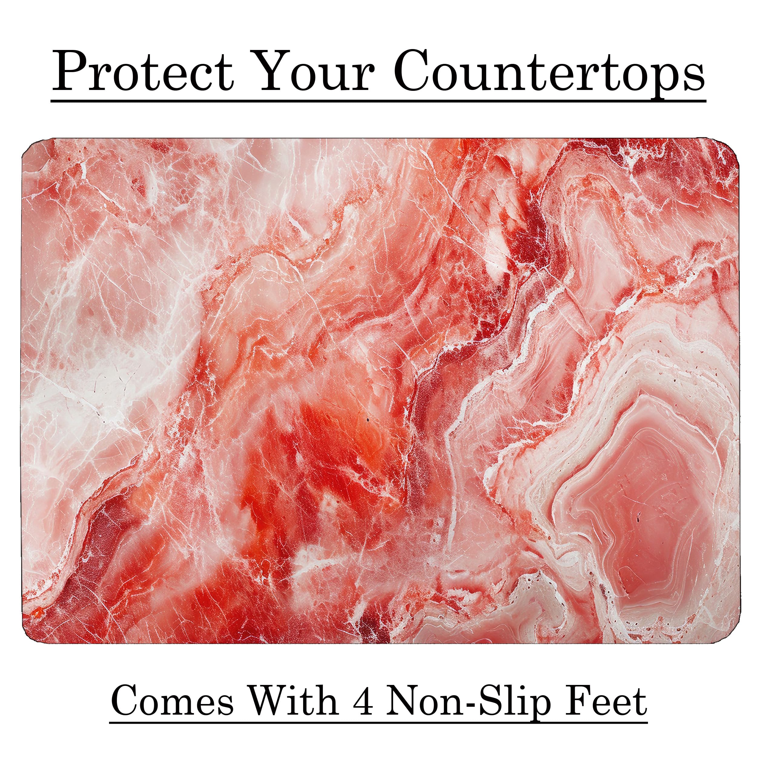 Red Marble Kitchen Glass Cutting Board Ocean Decorative Gift Marbled Granite Stone Rock Gift For Her Mom Wife (Red Marble)