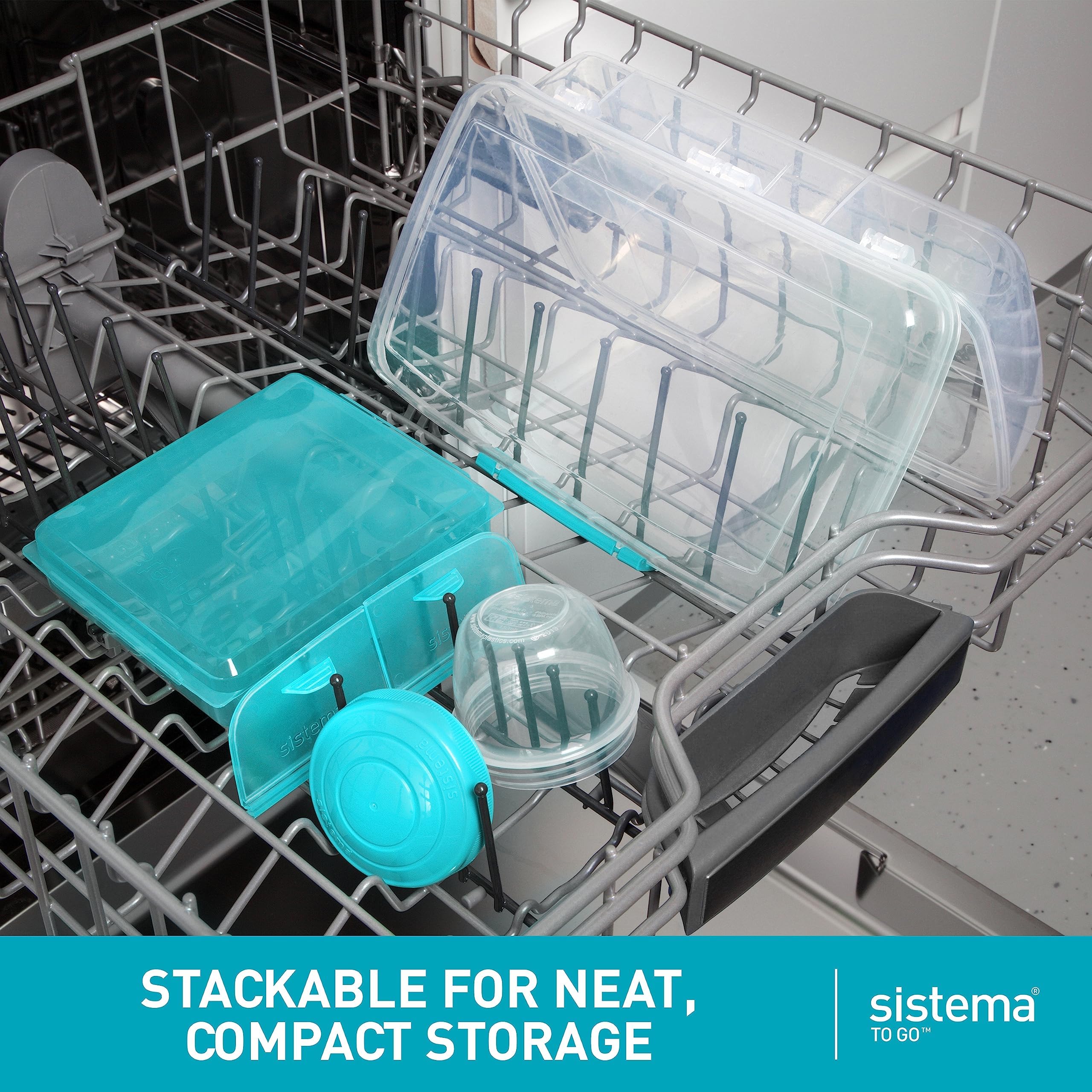 Sistema To Go Collection Large Bento Box Plastic Lunch And Food Storage Container, 7.4 Cup, Multi Compartment, Color Varies | Bp