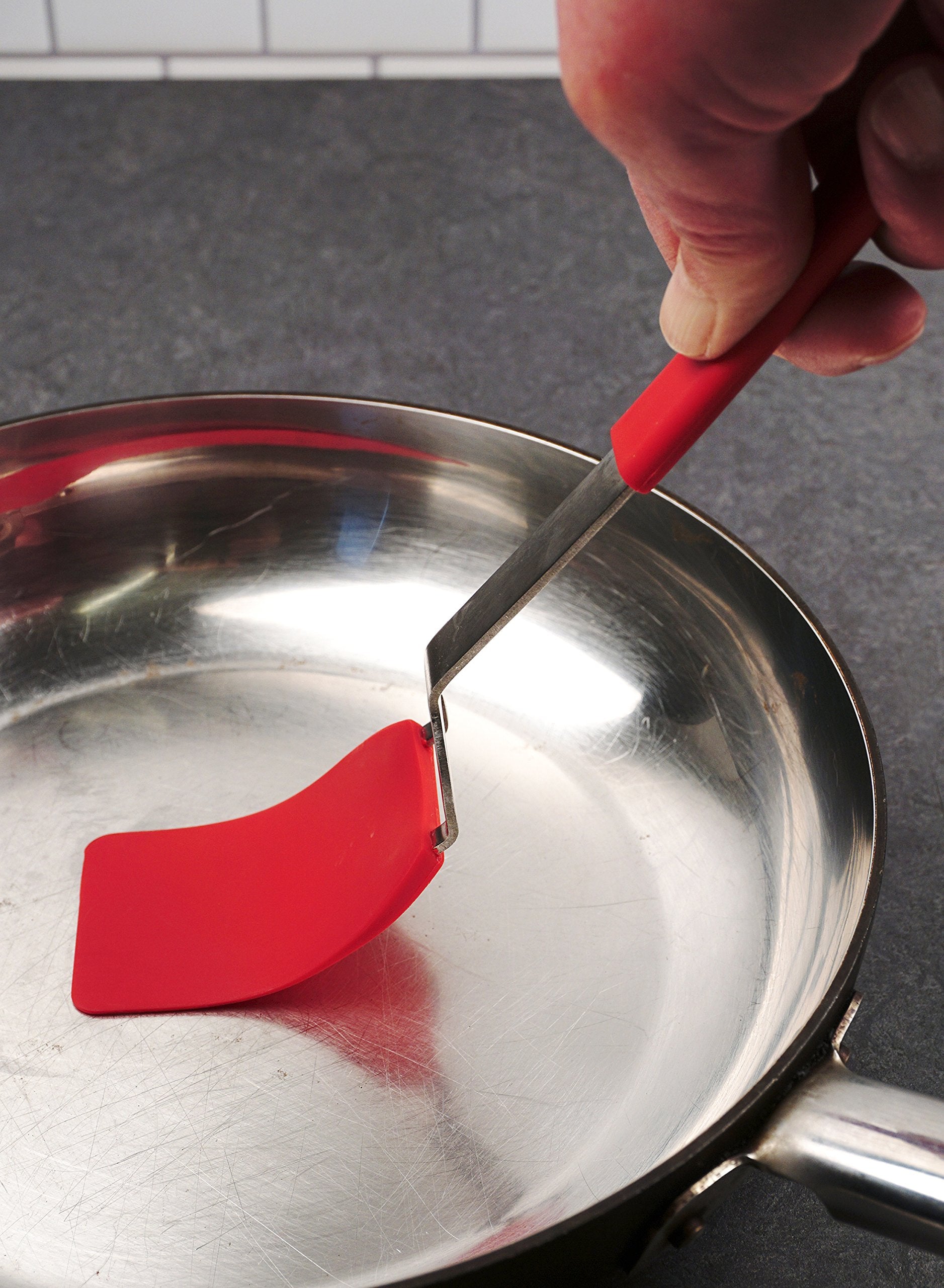 Rsvp International Kitchen Tool Collection Flexible Nylon Spatula, Stainless Steel Handle, 10.75X2'', Red