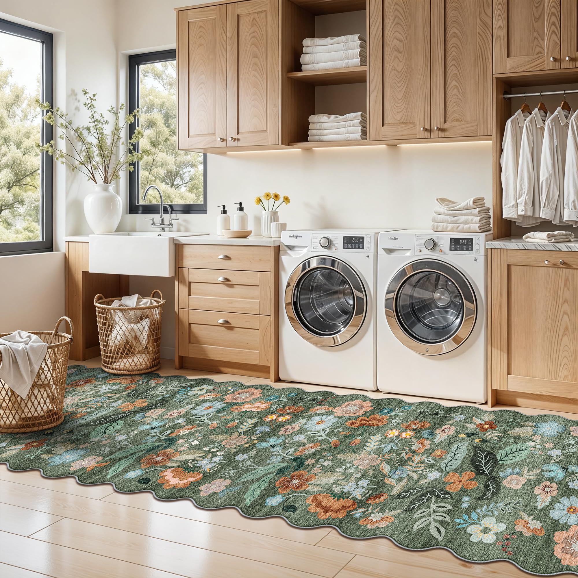 Washable 2x8 Hallway Runner Rug: Water-Resistant Kitchen Rug Soft Bedroom Carpet Non-Slip Indoor Hardwood Floor Mat for Entryway