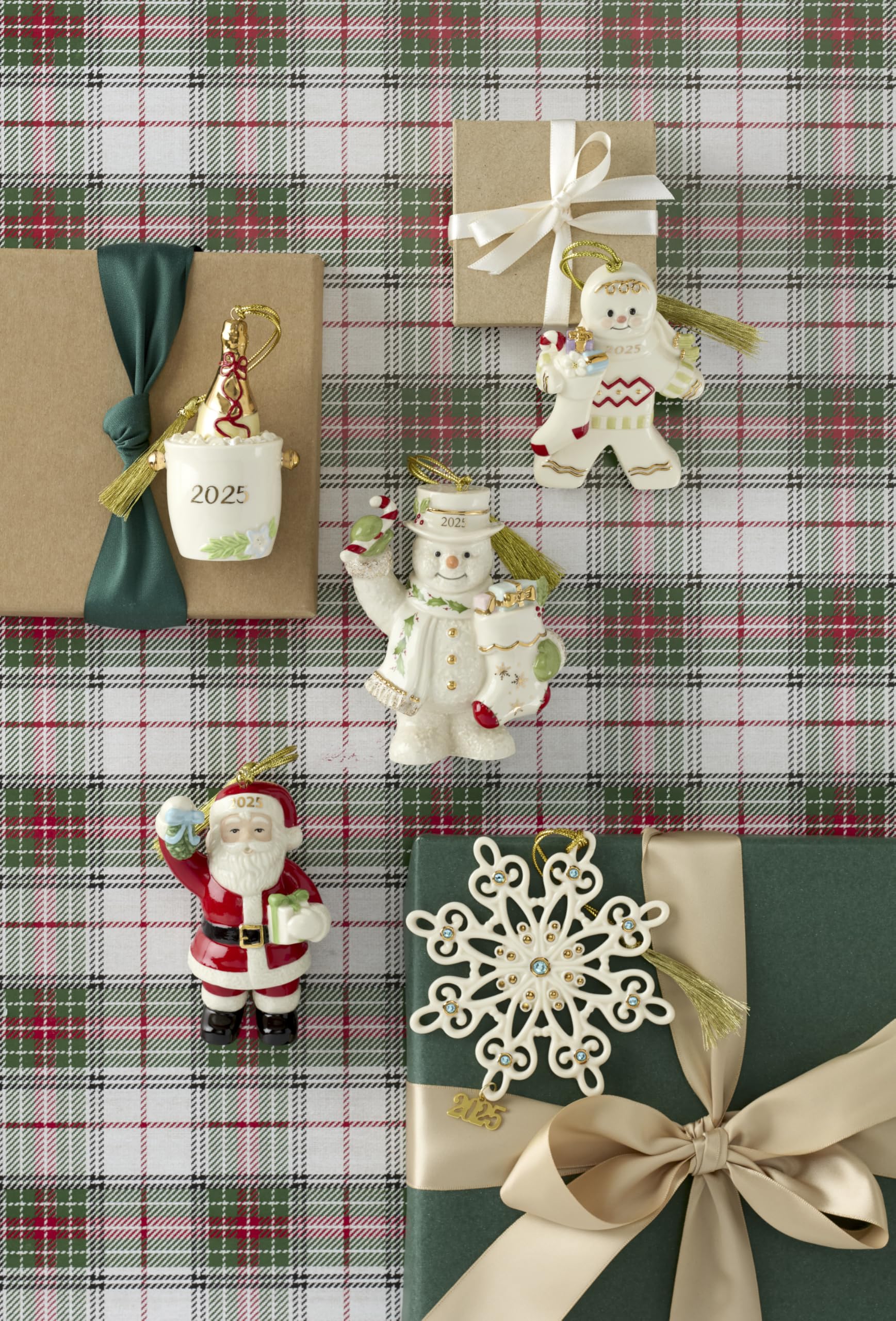 Lenox Ornament, 2025 Gingerbread with Stocking Ornament, Made from Porcelain, Christmas Tree Decorations, Gold Accents and Hangi