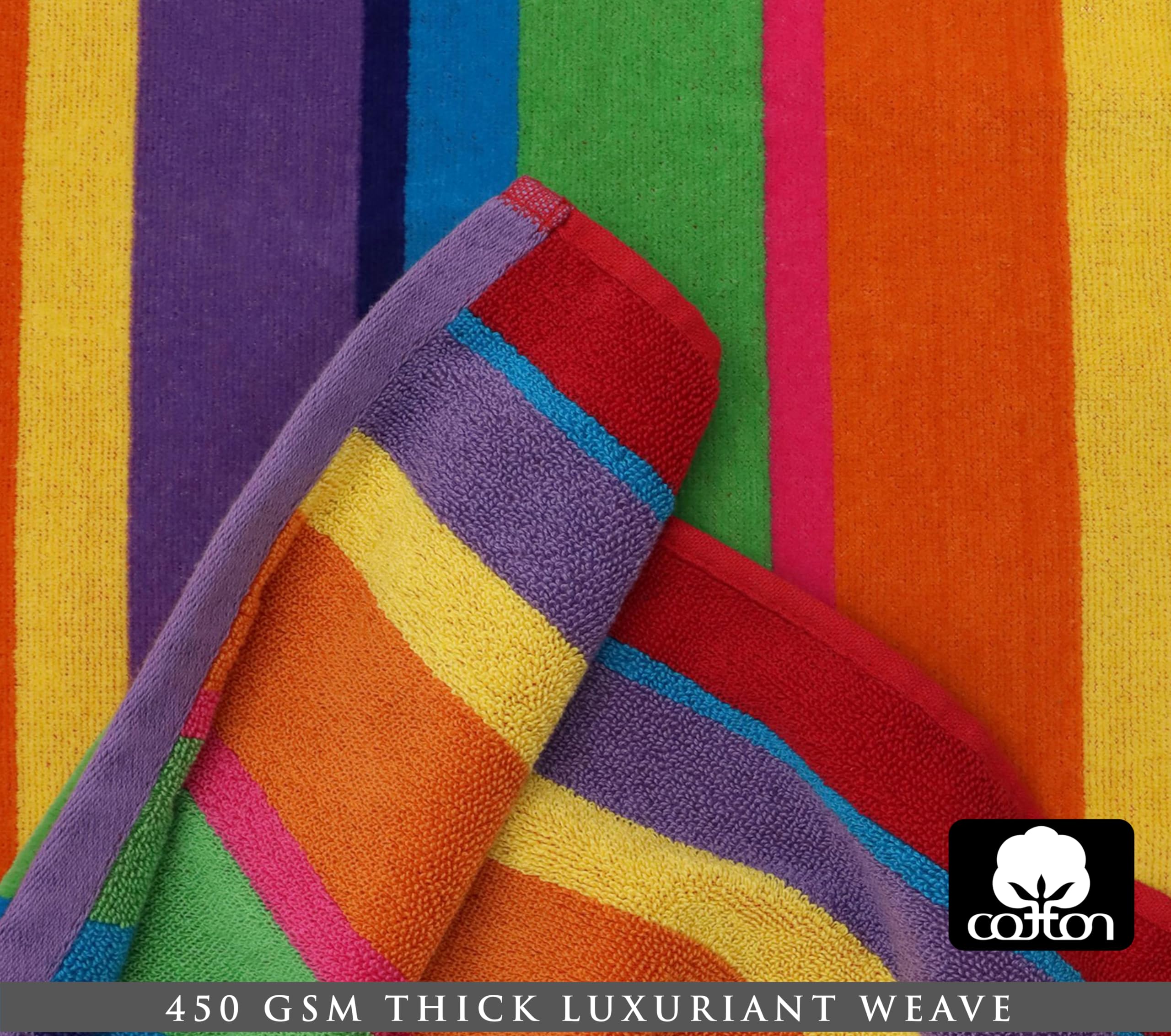 COTTON CRAFT Oversized Beach Towel Set - 35x70, 100% Cotton, Summer of Siam, 2 Pack, Plush Velour, 450 GSM