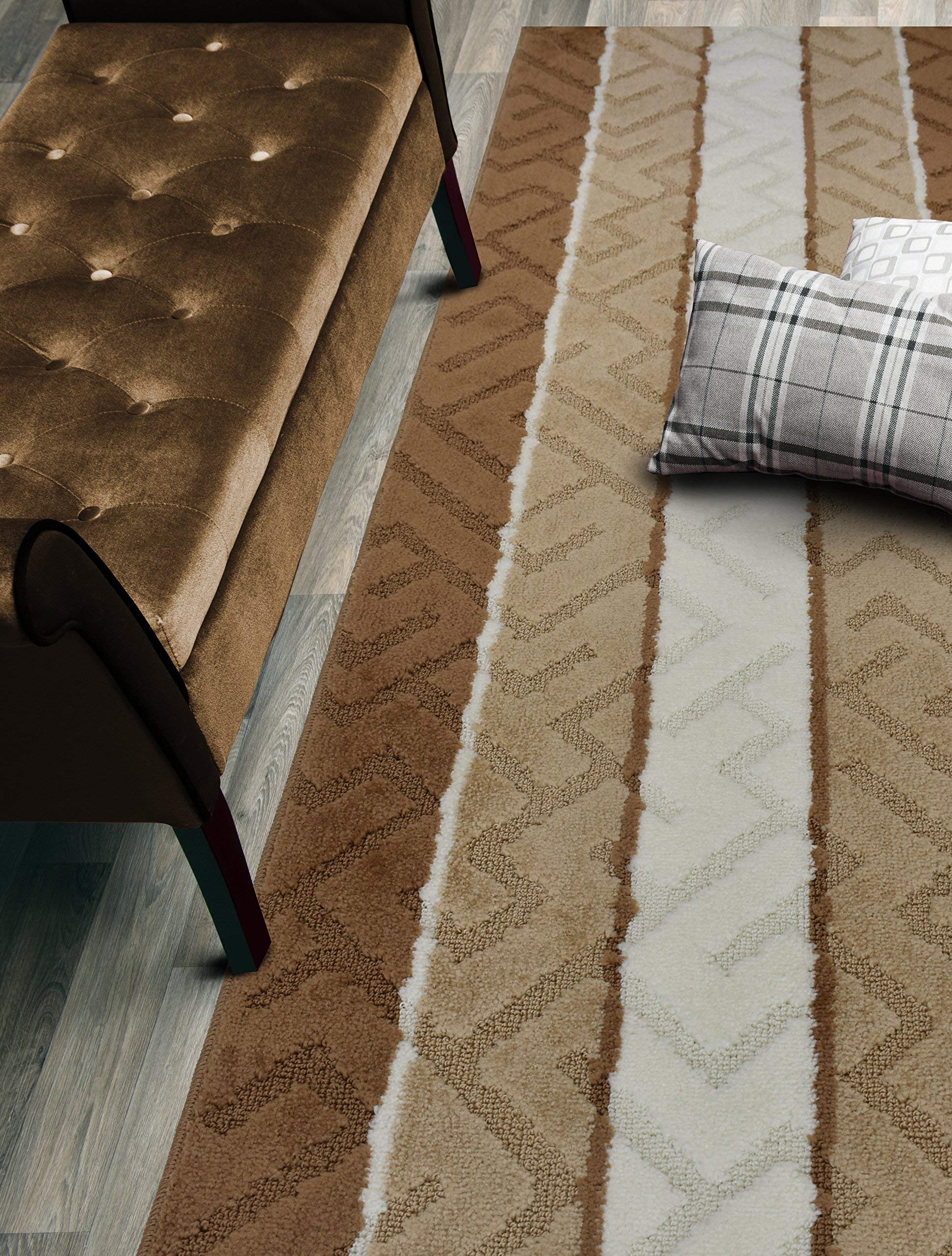 ORFA HOME Custom Size Meander Hallway Runner Rug Slip Resistant, 26 Inch Wide x Your Choice of Length Size, Beige, 26 Inch X 17 