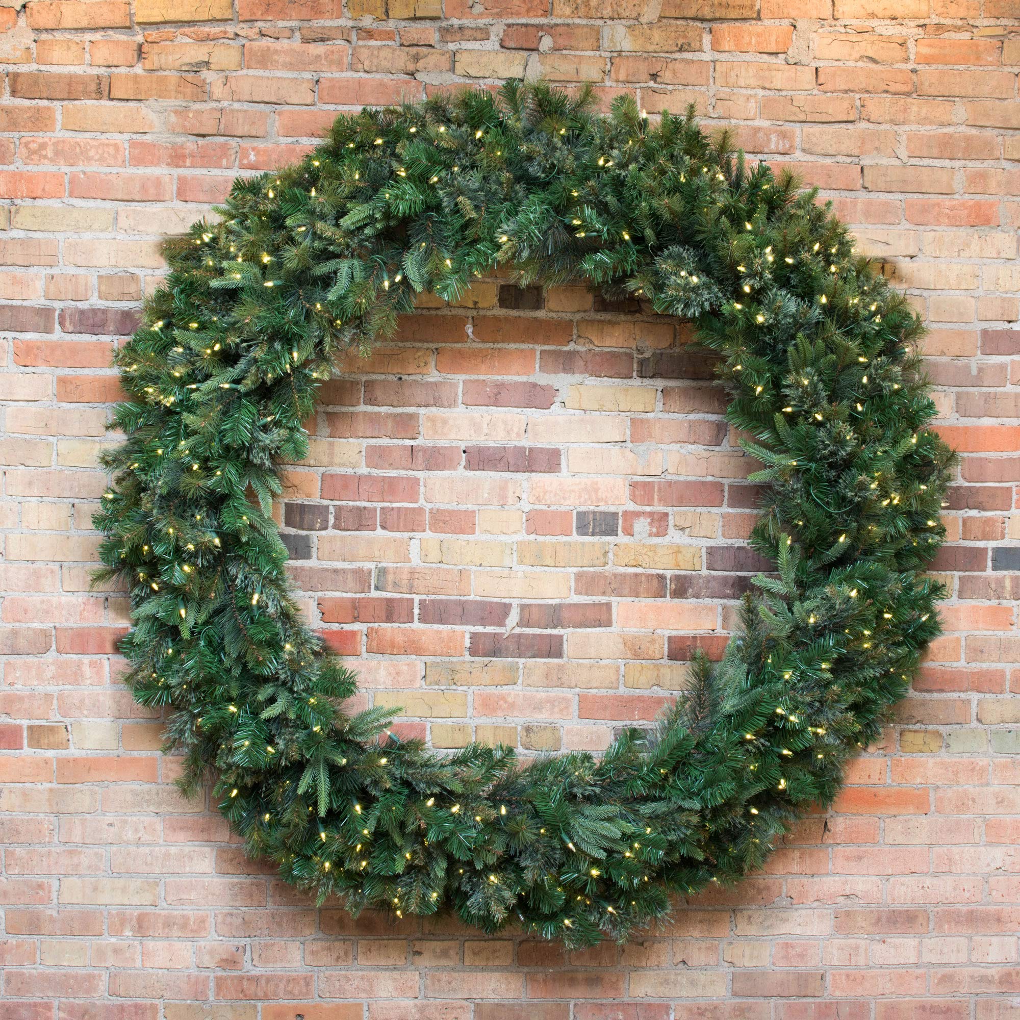 Vickerman 72 Cashmere Pine Artificial Christmas Wreath - 400 Warm White LED Lights - Natural Looking Wreath with PVC Needles - R