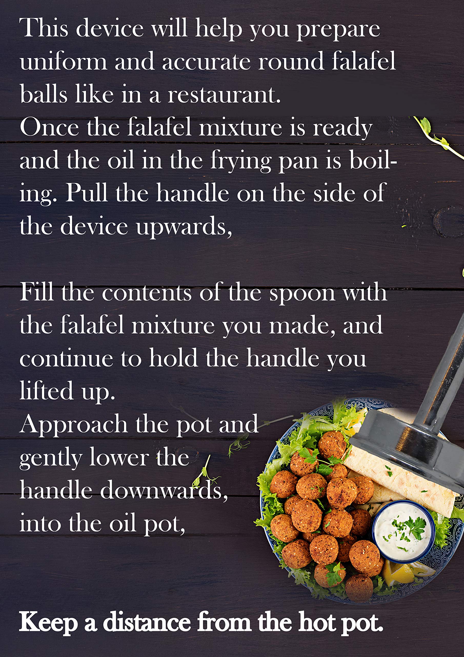 Large Falafel Scoop Hummus Spoon 2'' Ball Making Kitchen Tool. Help You Prepare Unifform And Accurate Round Falfel Balls As In T