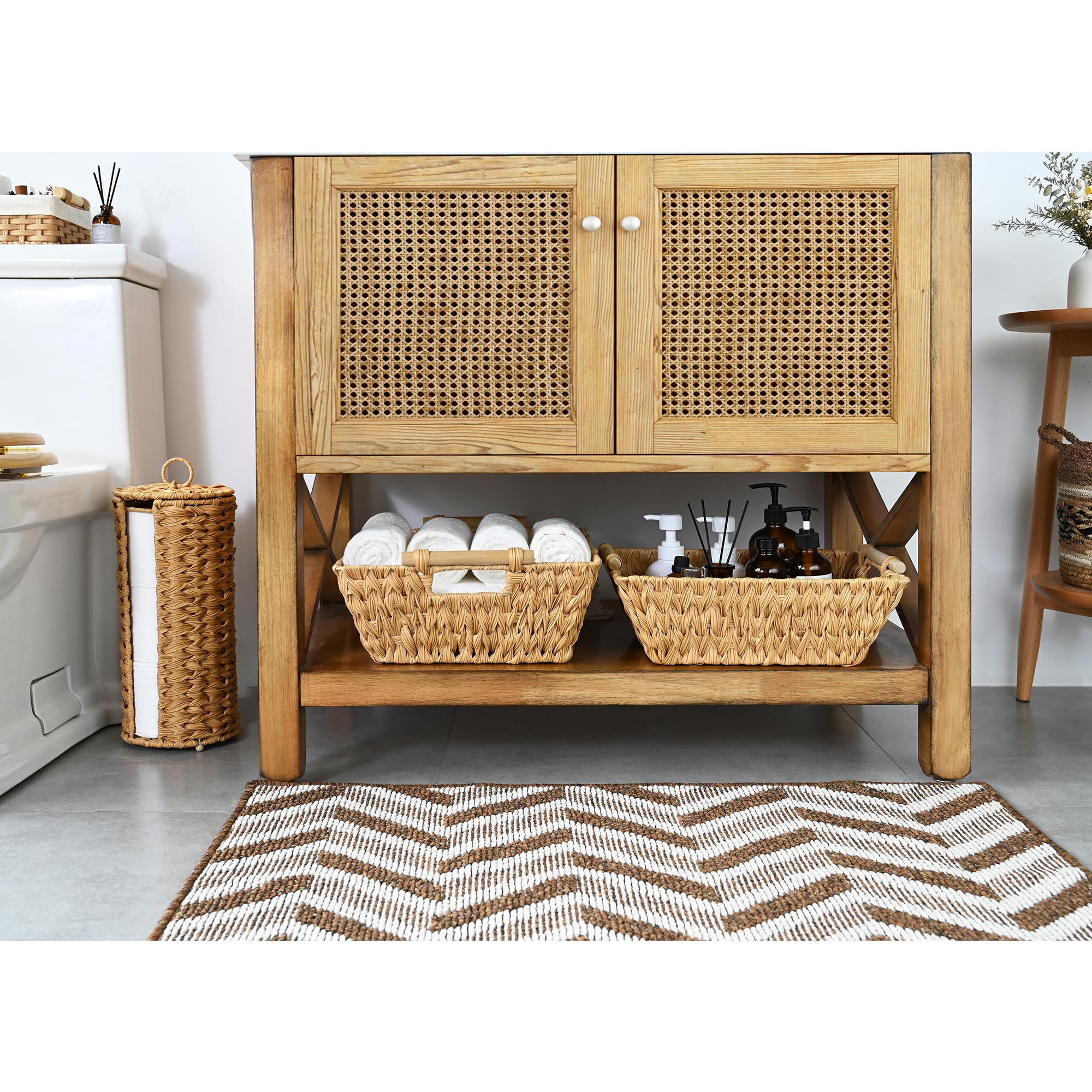 GRANNY SAYS Wicker Storage Baskets  Wicker Baskets for Organizing  Large Basket with Handles  Waterproof Woven Basket  Storage Baskets for Shelves  Nature  2-Pack