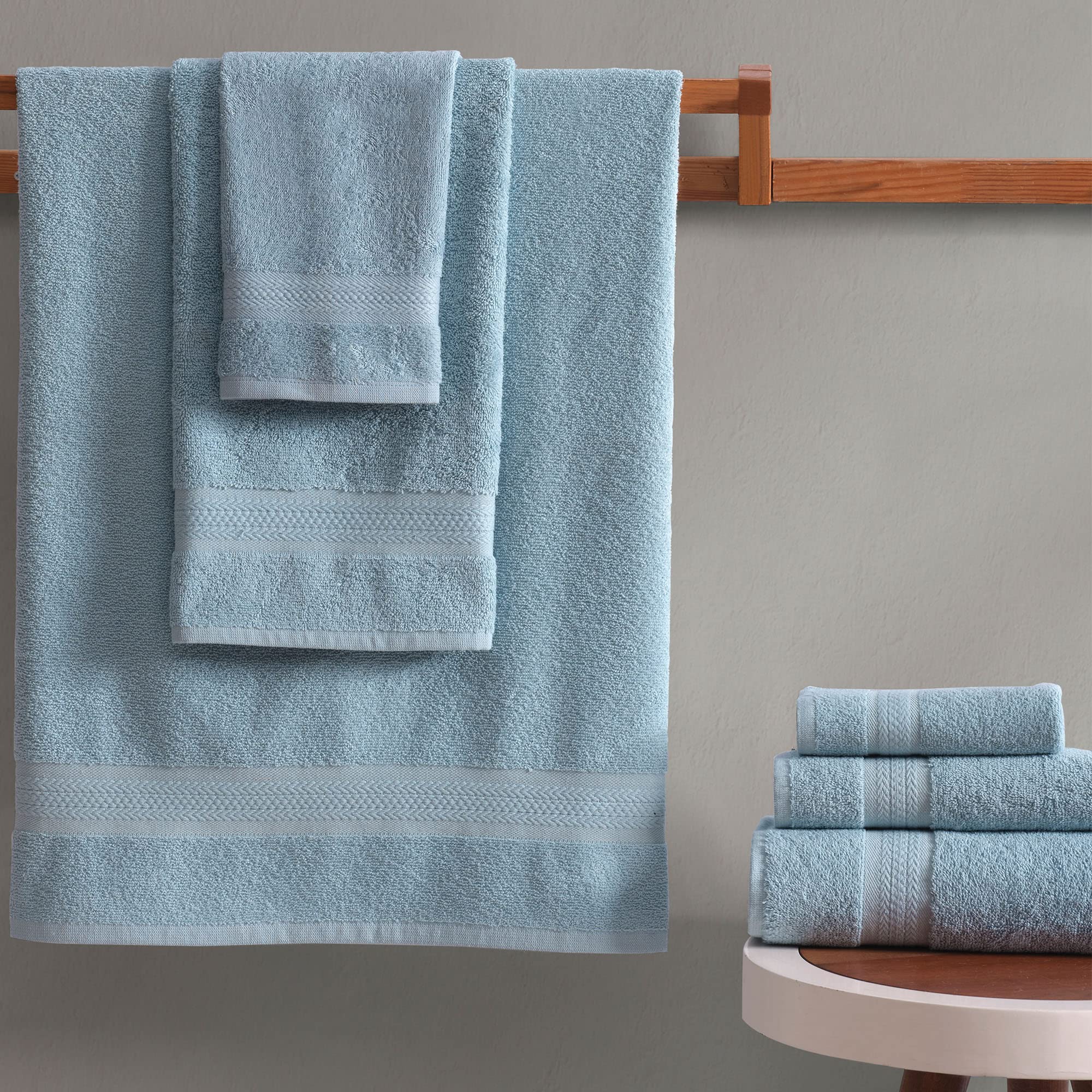 REGAL RUBY  6 Piece Towel Set  2 Bath Towels 2 Hand Towels 2 Washcloths  Soft and Absorbent  100% Turkish Cotton Towels for Bathroom Shower Towel  Bath Linen Set Blue