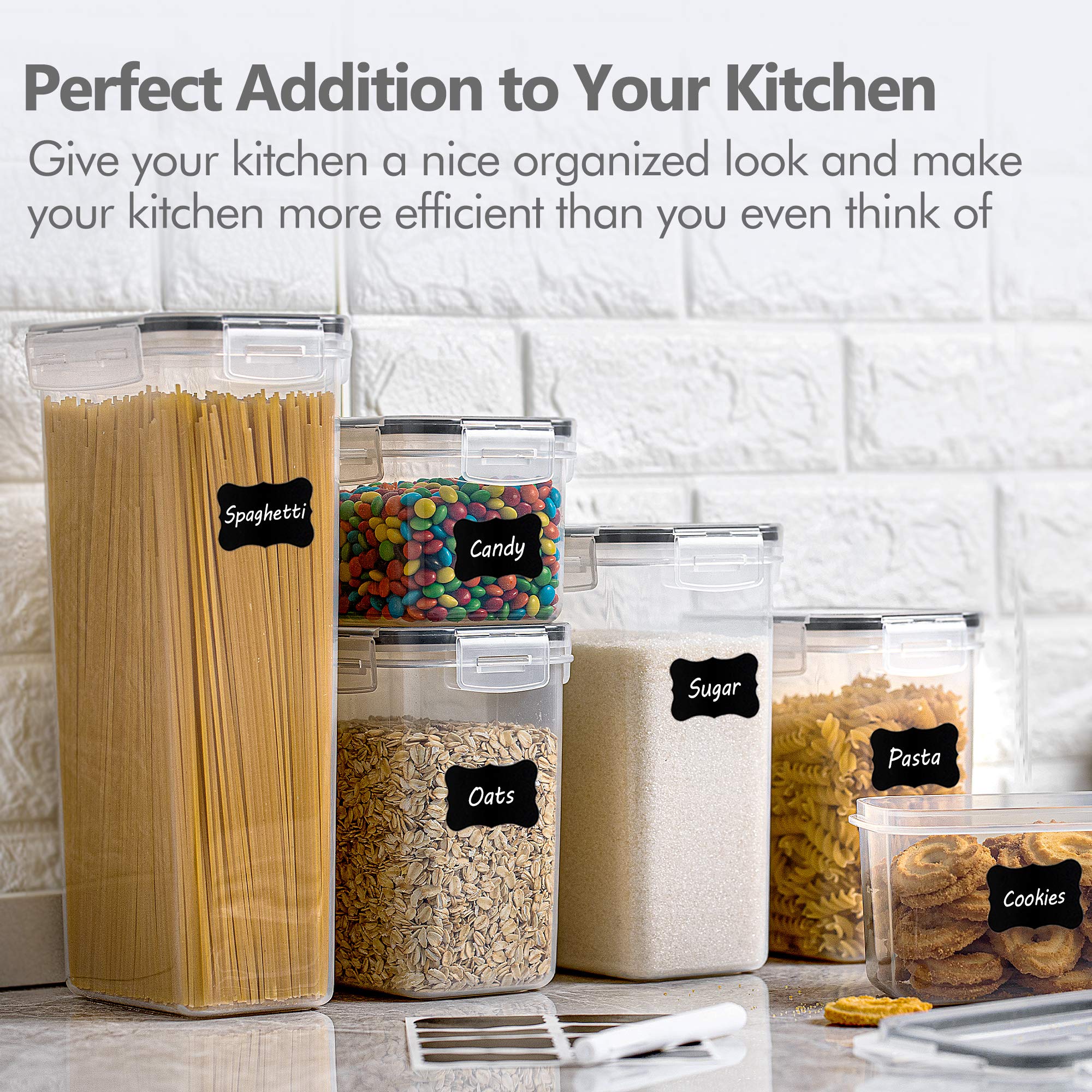CHEFSTORY Airtight Food Storage Containers with Lids  8 PCS Plastic Storage Containers for Kitchen & Pantry Organization and Storage Dry Food Canisters for Flour  Sugar and Cereal
