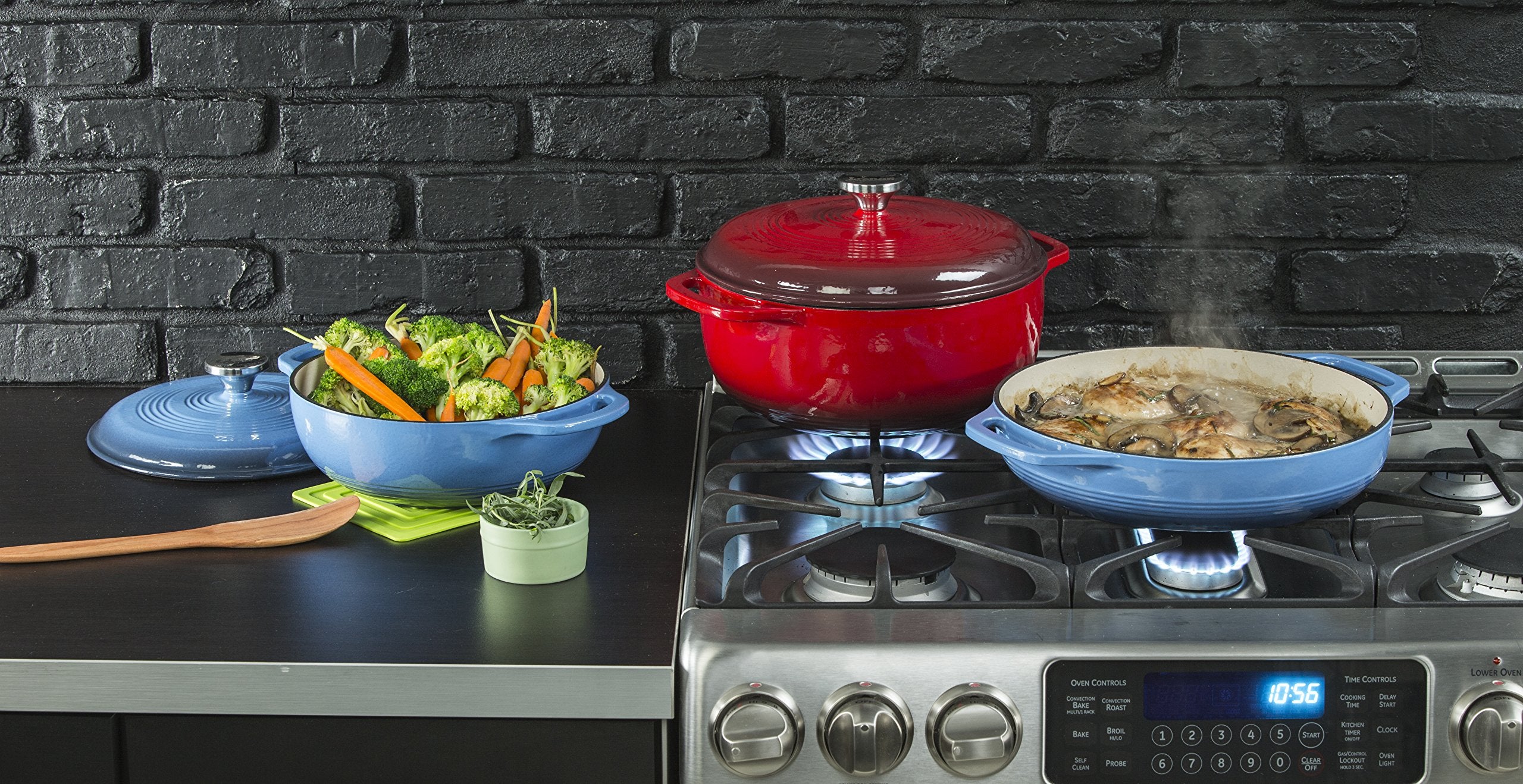 Lodge 4.5 Quart Enameled Cast Iron Dutch Oven With Lid - Dual Handles - Oven Safe Up To 500 F Or On Stovetop - Use To Marinate,
