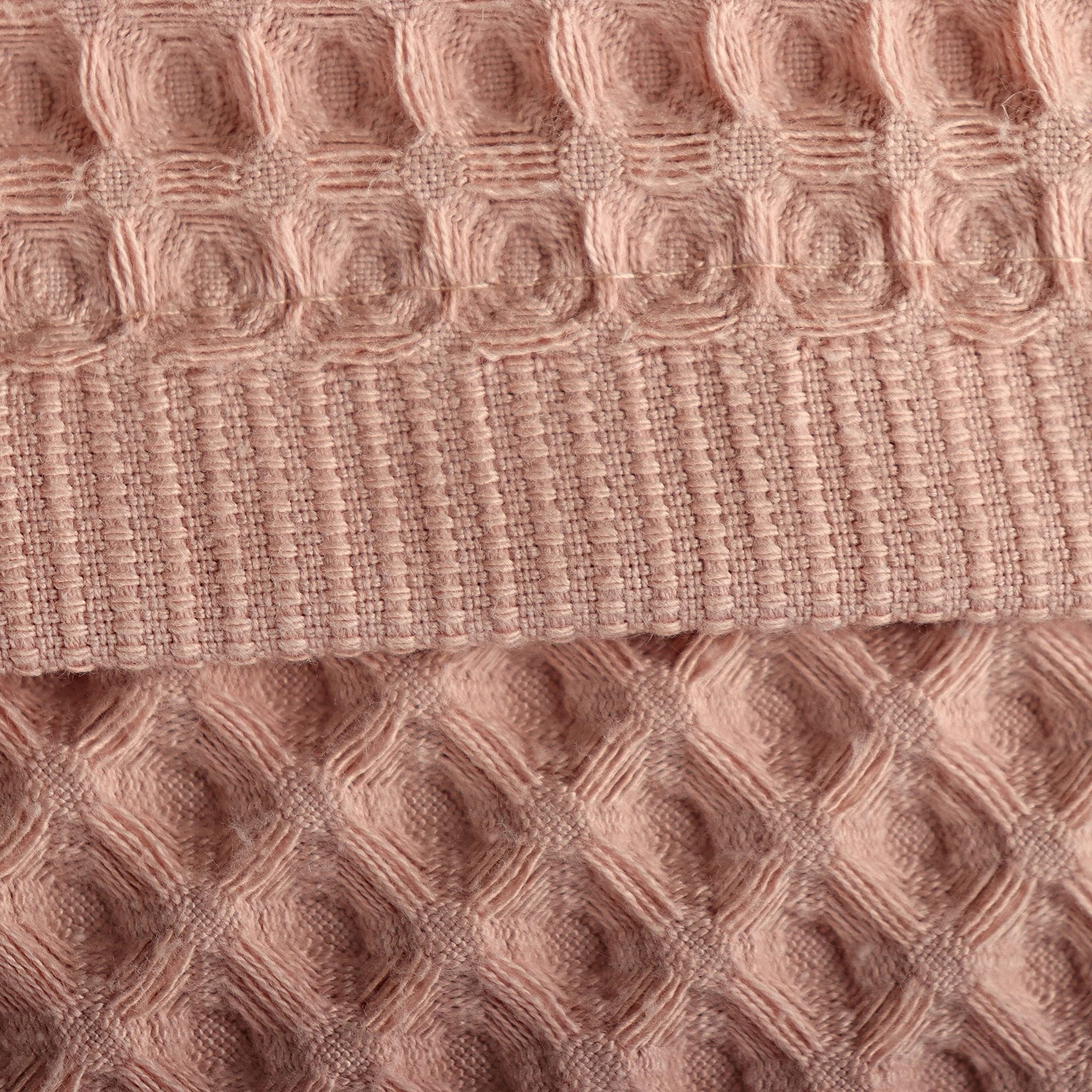Pskl - 4 Pieces Waffle Towel Sets For Bathroom, Premium Organic Turkish Cotton 2 Hand Towels 2 Bath Towels Set (Pink)