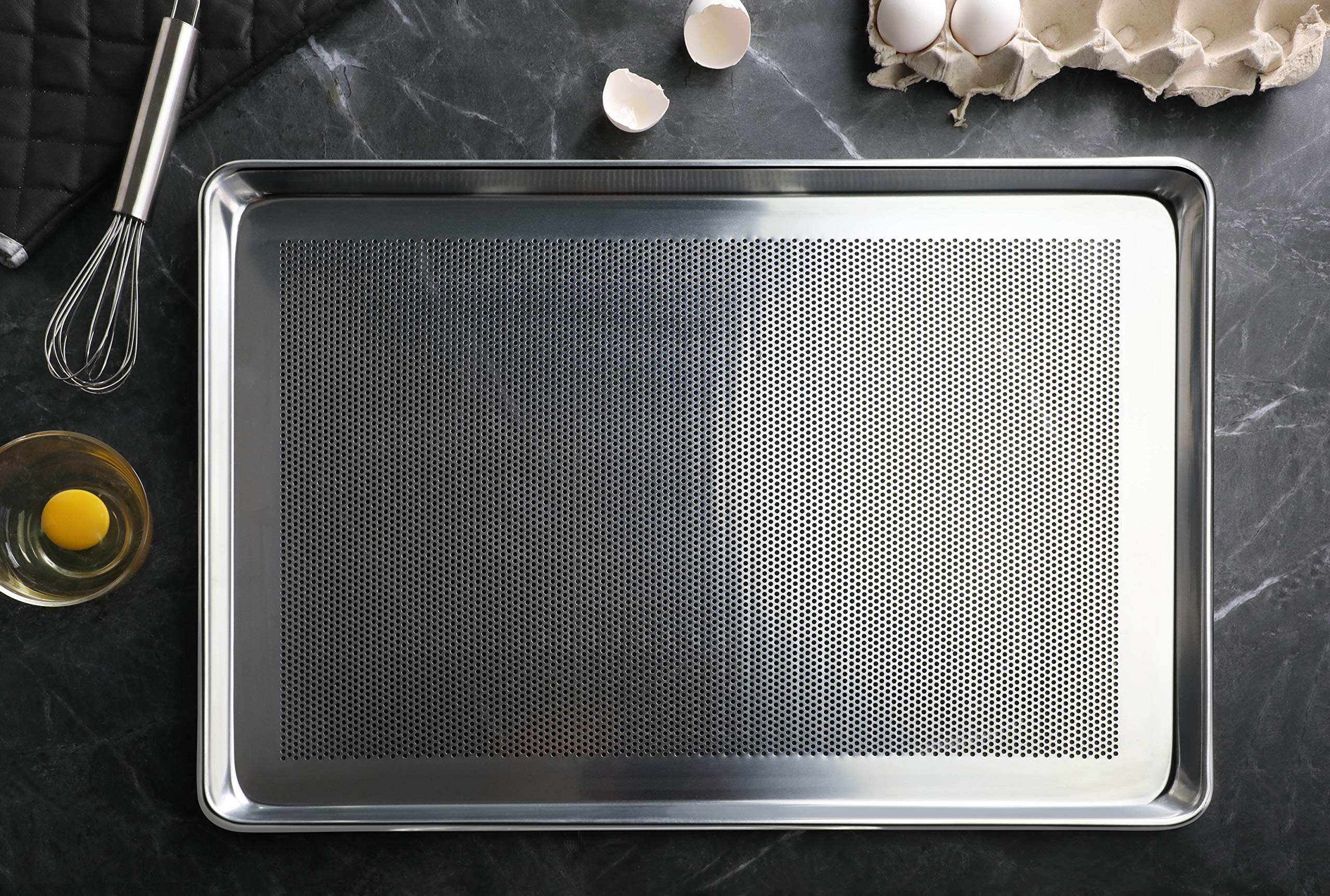 New Star Foodservice 36770 Commercial-Grade 18-Gauge Aluminum Sheet Pan/Bun Pan, Perforated 18'' L X 26'' W X 1'' H (Full Size)