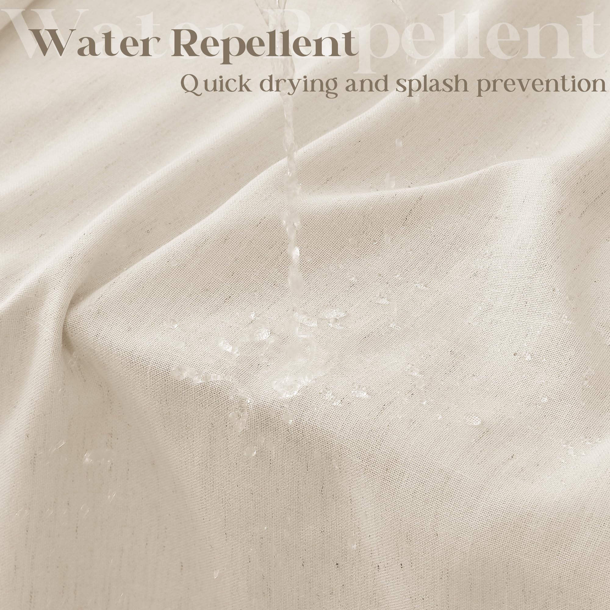 Beige Linen Shower Curtain Neutral Shower Curtains For Bathroom Decor Flax Textured Bath Curtain Boho Farmhouse Rustic Shabby Ch