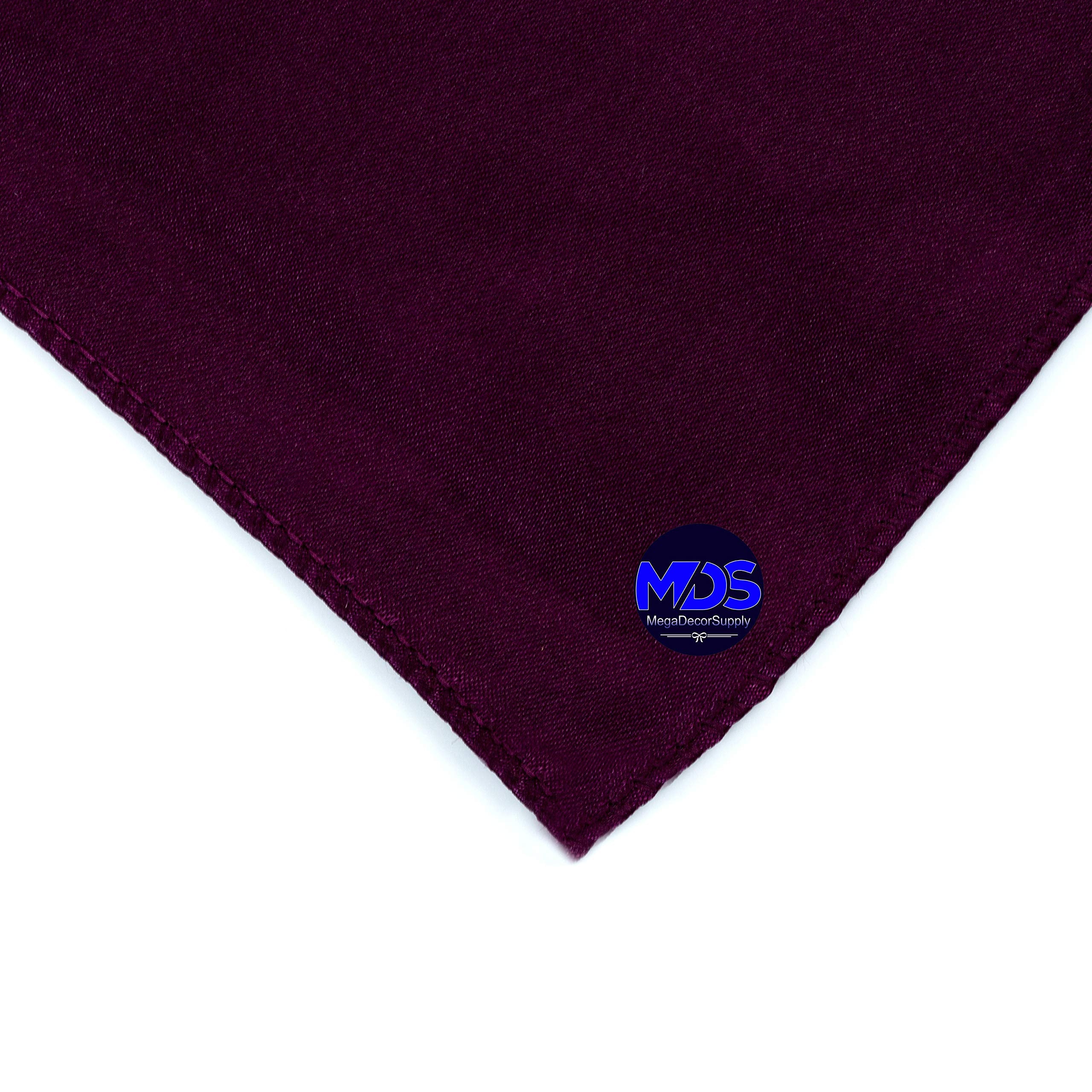 Mds Pack Of 25 Wedding Satin 12''X 12'' Square Dinner Napkin Or Handkerchief For Wedding Banquet Decoration - Eggplant