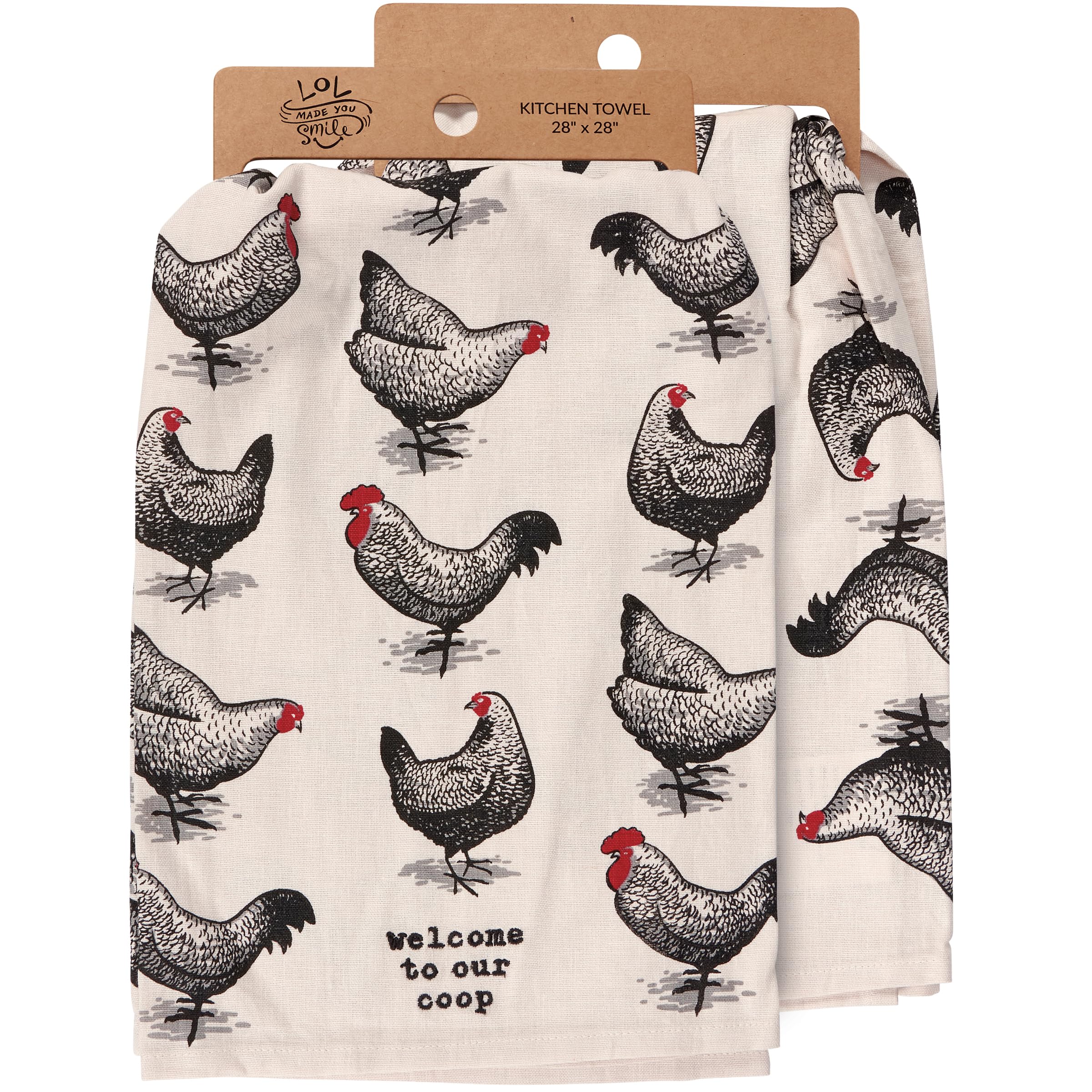 Primitives by Kathy Decorative Kitchen Towel, Welcome to Our Coop with Chicken Design, Homestead Style, Fun Design