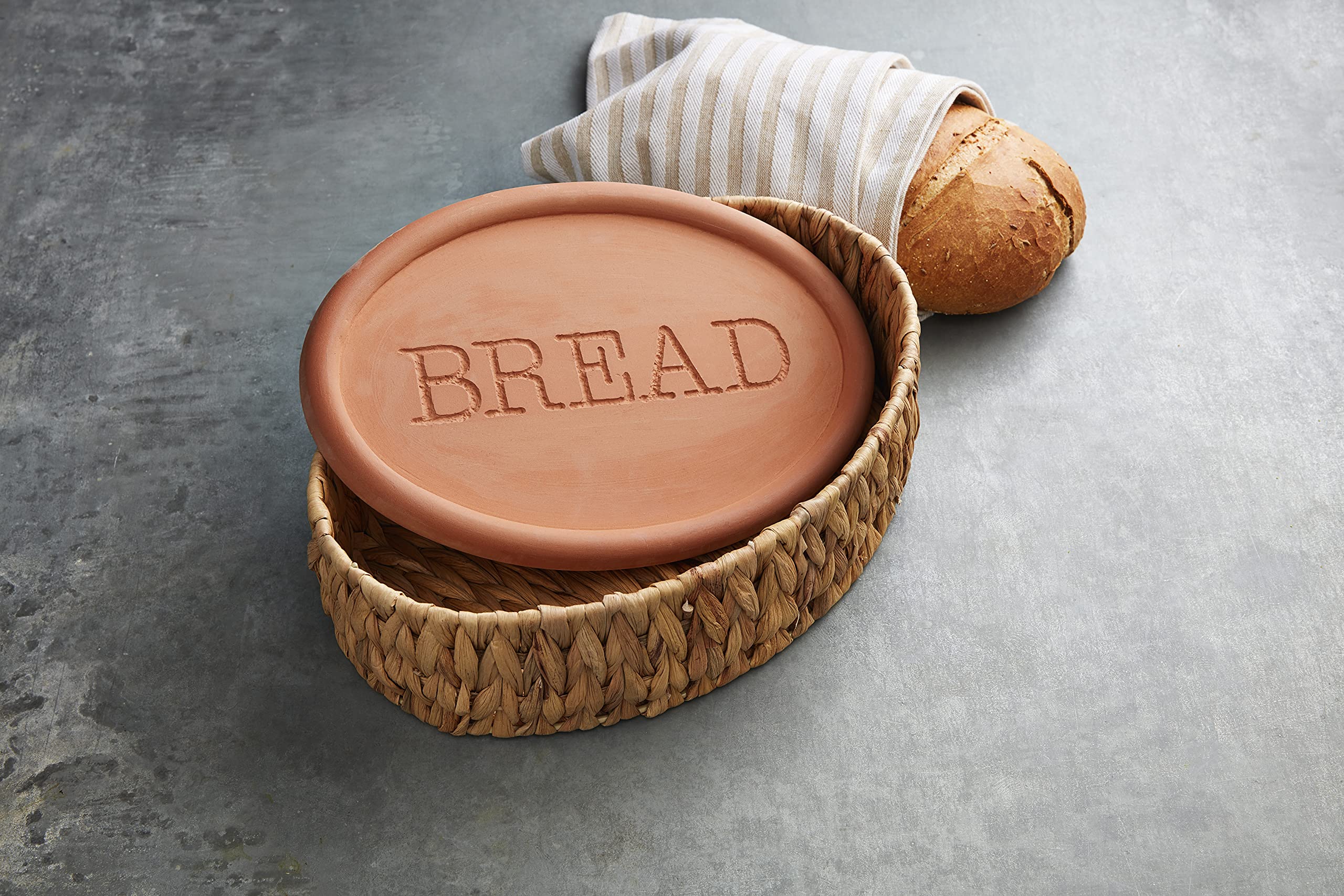 Mud Pie Terracotta Bread Warming Set, Brown, 8.5" x 12.5", Model 40130123, One Size
