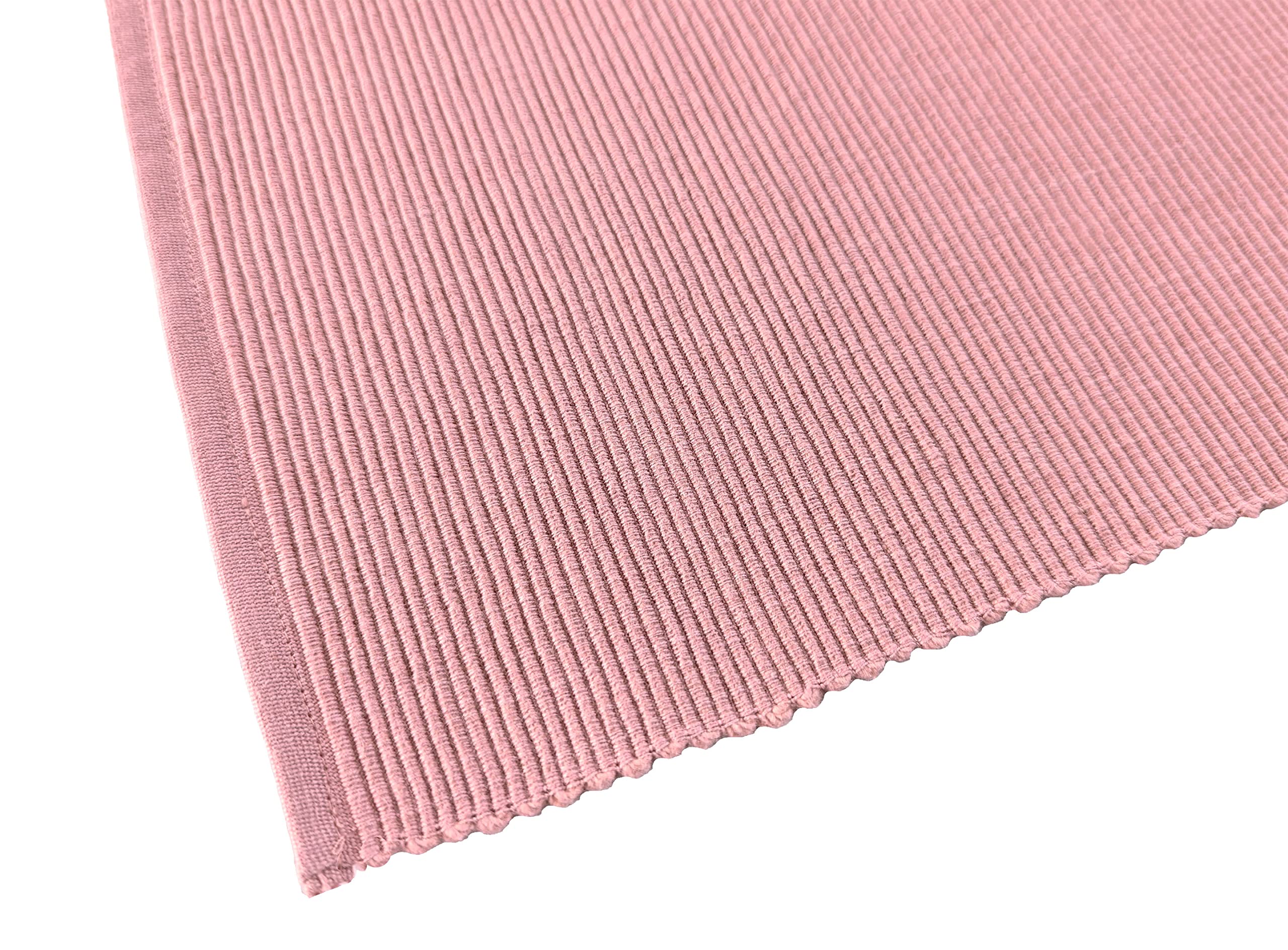Avka Studio 100% Cotton Ribbed Placemats - Set Of 4-13 X 19 Inches - Dull Pink - Everyday Basic Cloth Table Mats - Thick Constru
