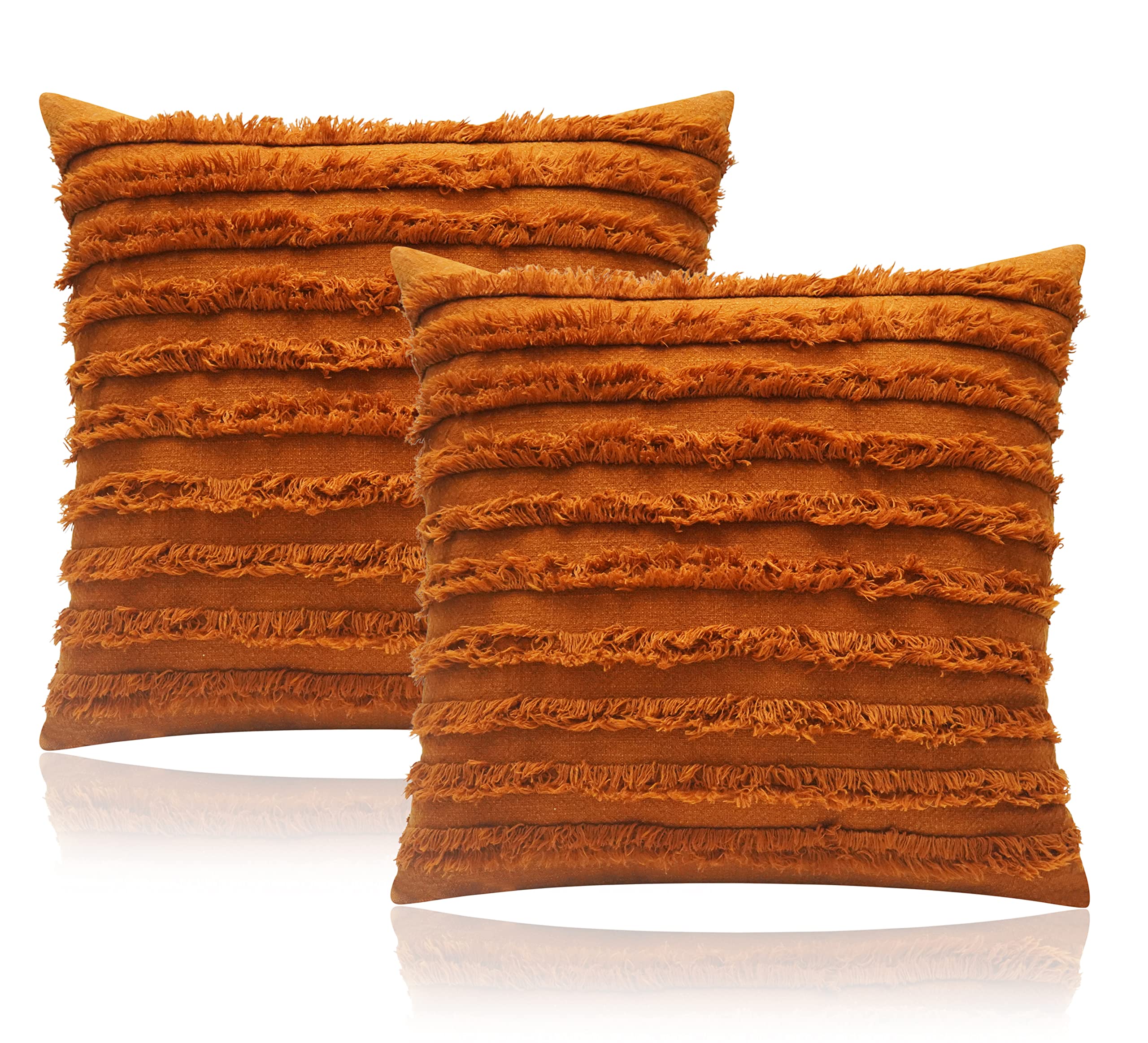 Mosey Exports Cushion Cover 22 Inch X 22 Inch Set Of 2 | Boho Cushion Cover 22X22 Inches Ochre