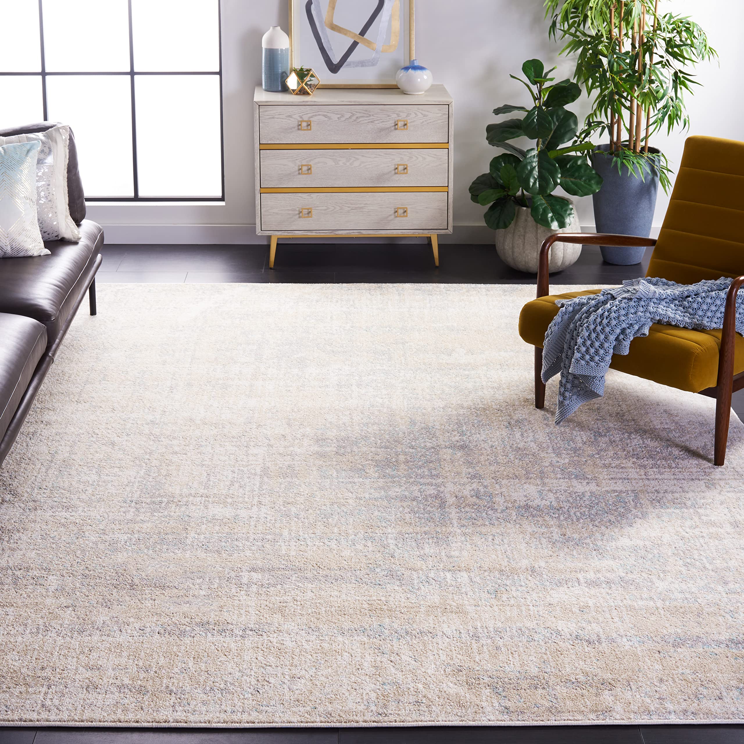 SAFAVIEH Adirondack Collection Area Rug - 9 x 12, Beige & Slate, Modern Abstract Design, Non-Shedding & Easy Care, Ideal for H