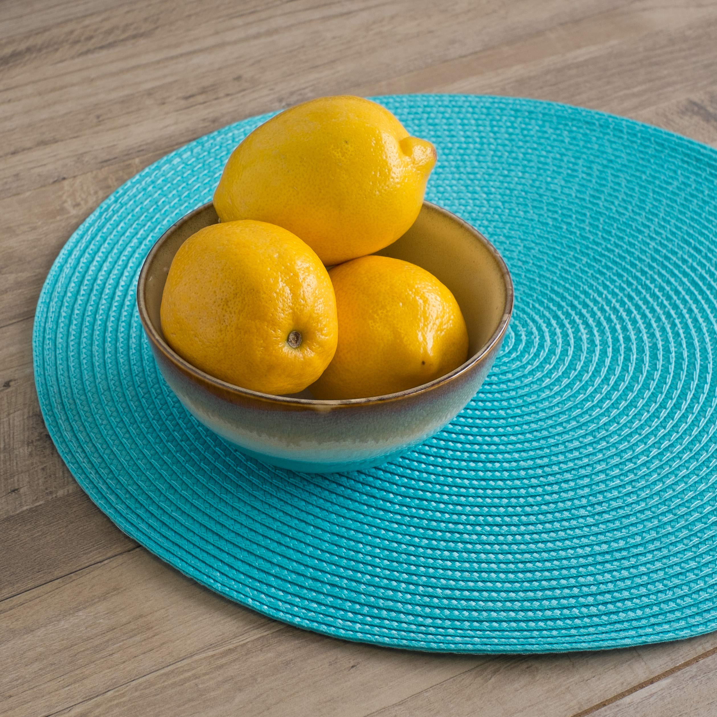 Now Designs Disko Round Placemats, Turquoise, Set Of 4