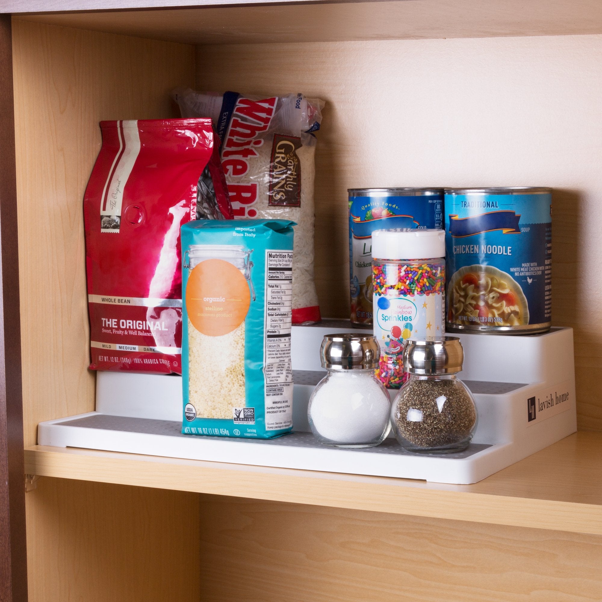 Lavish Home 3 Tier Spice Step Shelf- Kitchen Cabinet, Countertop and Pantry Spices and Seasoning Organizer (Great for Household
