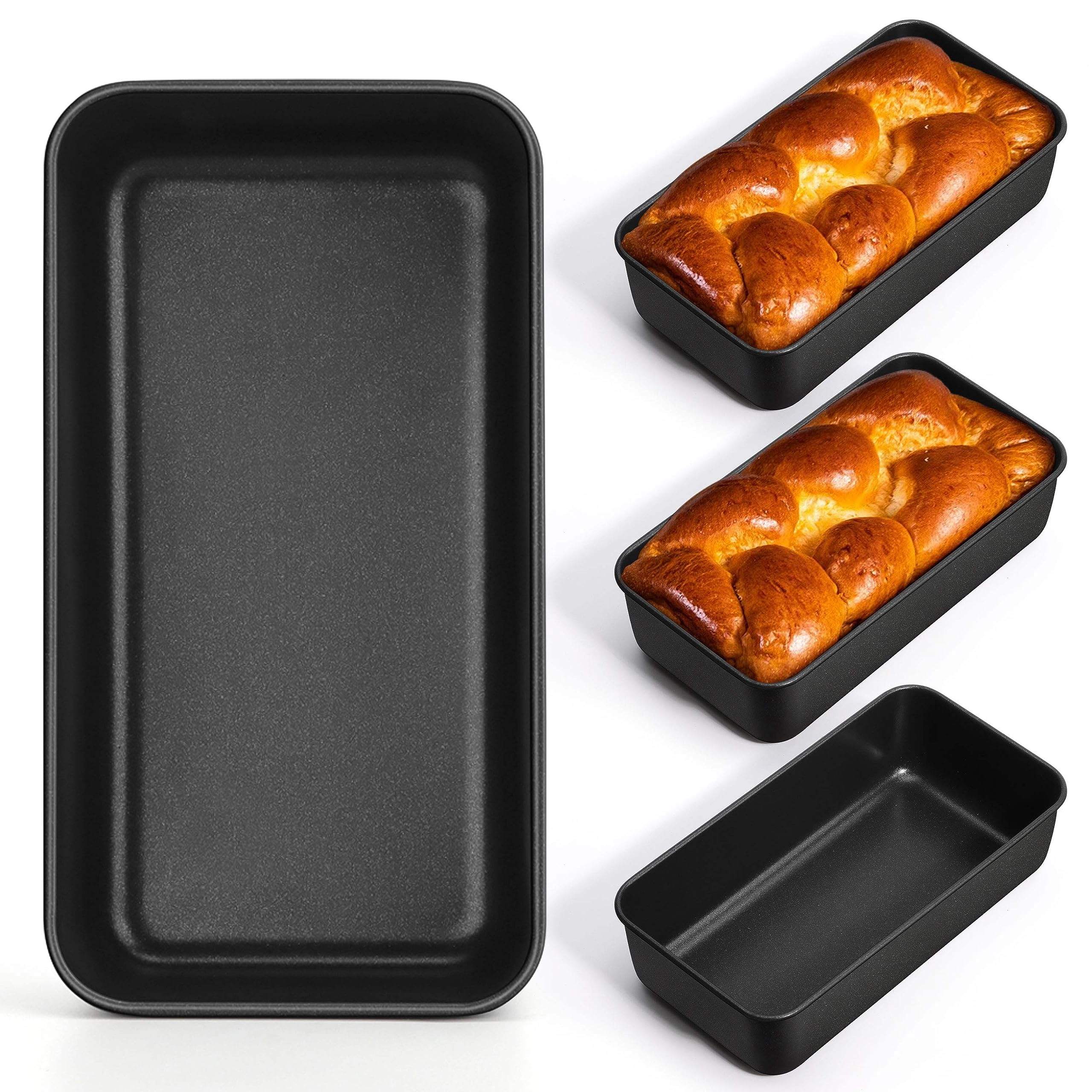 Herogo Non-Stick Loaf Pan Set Of 4, Stainless Steel Rectangle Bread Loaf Pans For Baking Bread Meatloaf Brownie Lasagna, 9 X 5 I