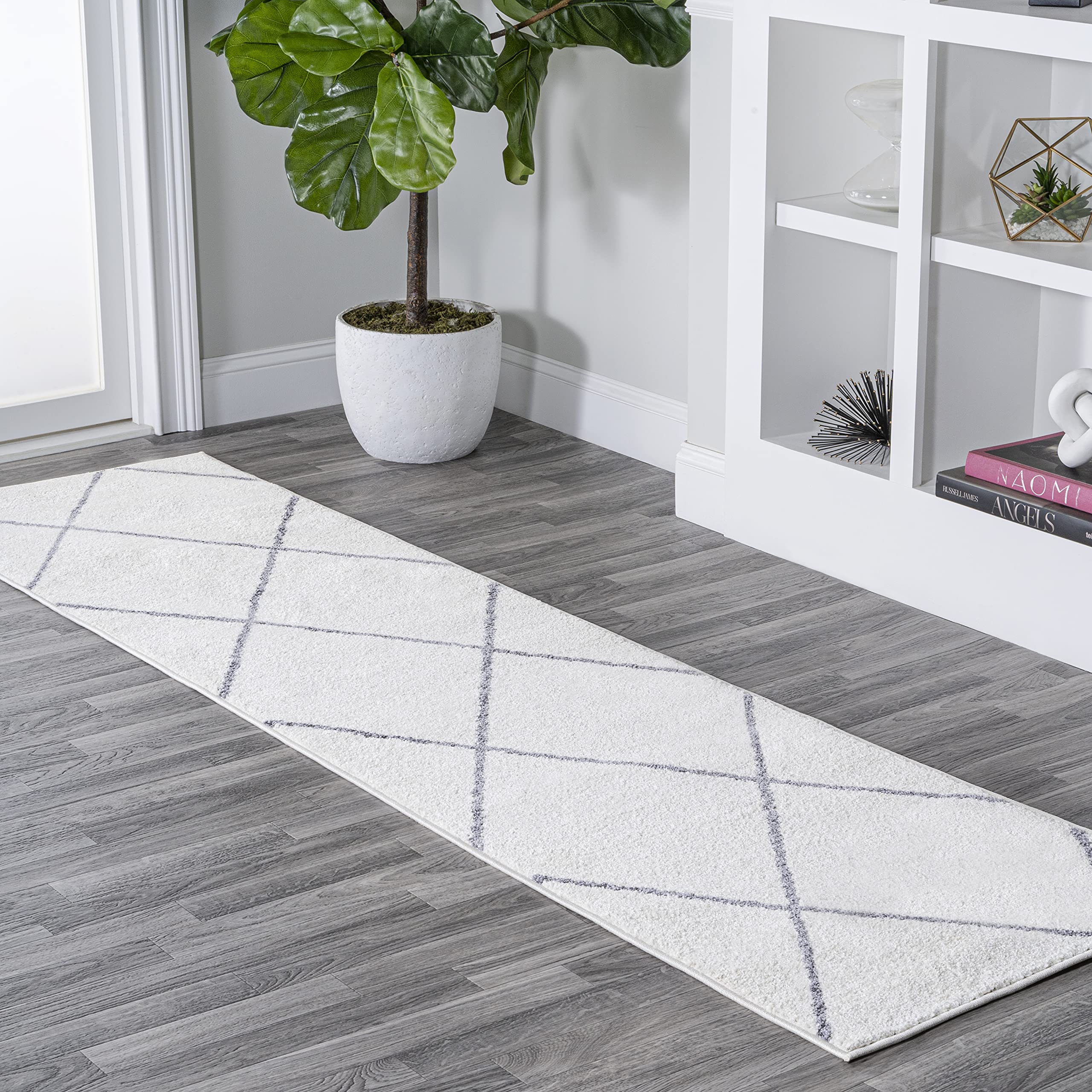 JONATHAN Y SEU102K-3 Cole Minimalist Diamond Trellis Indoor Area -Rug Modern Contemporary Casual Easy -Cleaning Bedroom Kitchen 