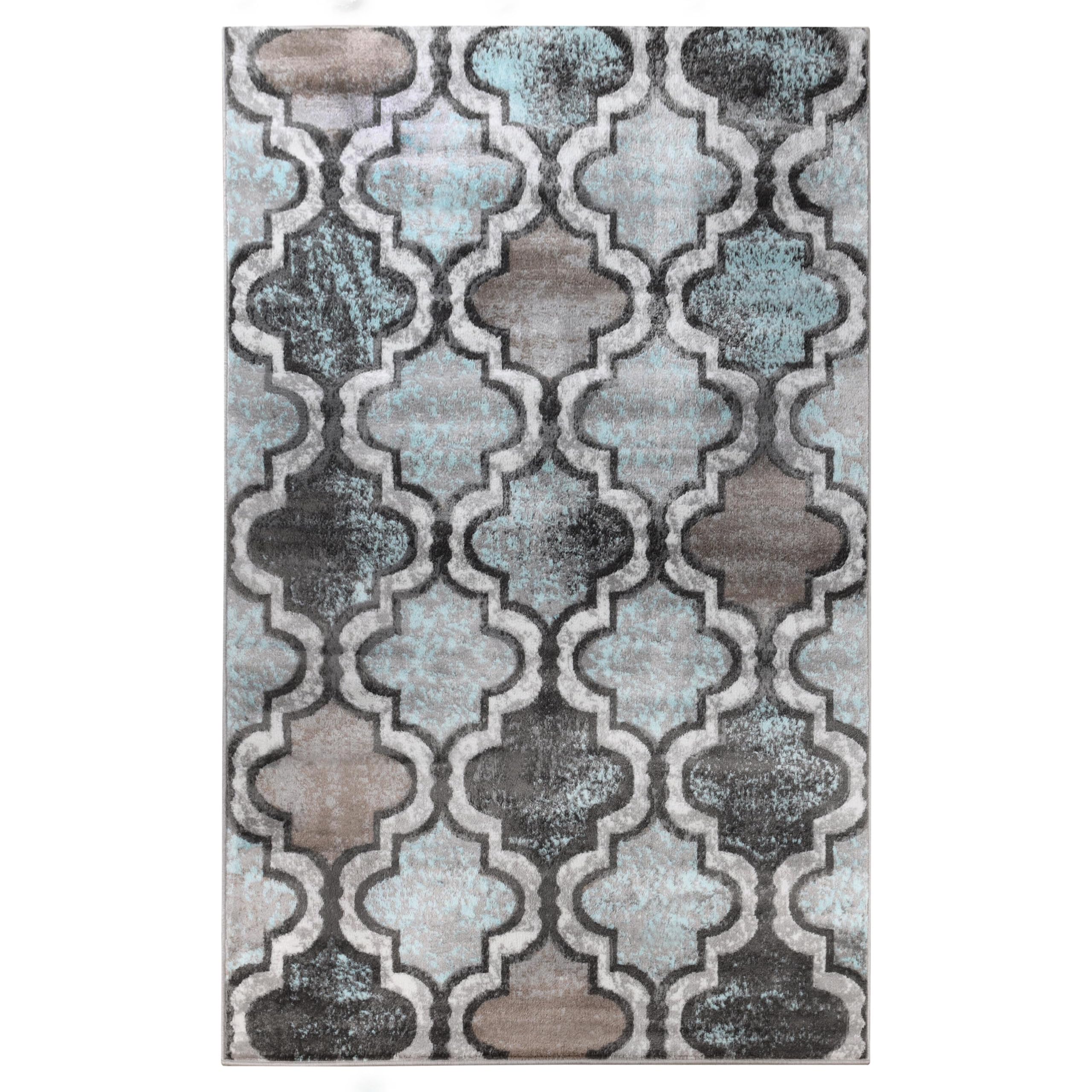 Superior Indoor Small Area Rug, Jute Backed, Perfect for Living/Dining Room, Bedroom, Office, Kitchen, Entryway, Modern Geometri