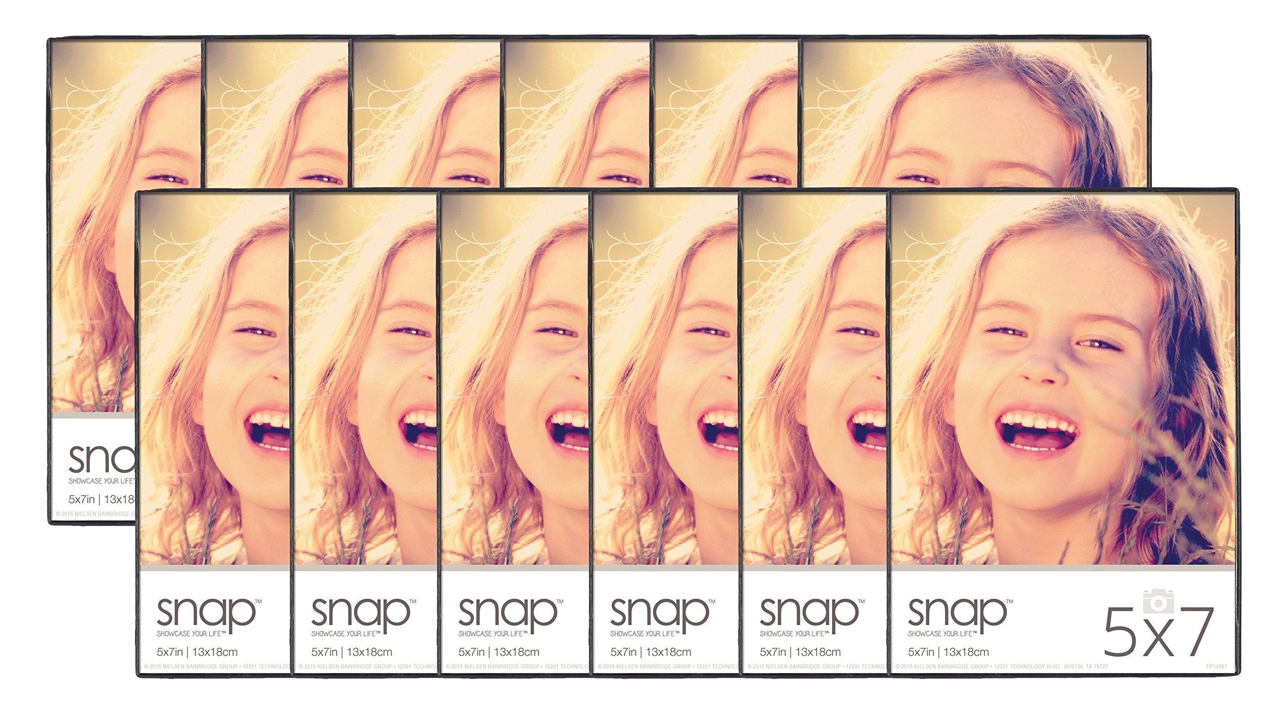 Snap 5x7 Front Loading Narrow Photo Frame, Set of 12, For Wall or Tabletop Display