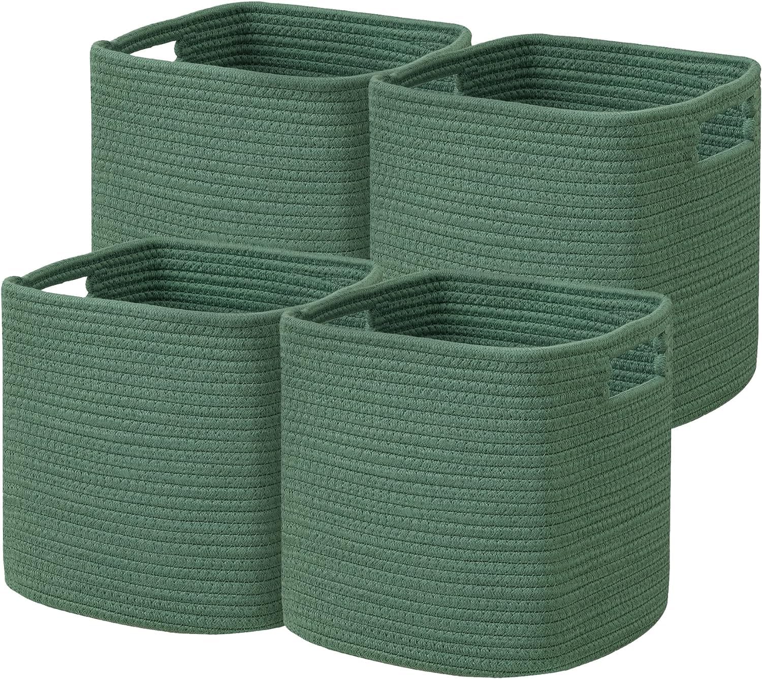 Ubbcare Set Of 4 Storage Basket-13 X 13 X 13 In, Cotton Rope Basket For Shelves, Toys, Book, Cube Storage Bins With Handles, Wov
