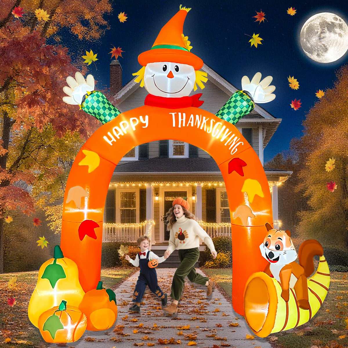 BLOWOUT FUN Thanksgiving Inflatables,10 FT Giant Inflatable Scarecrow ...