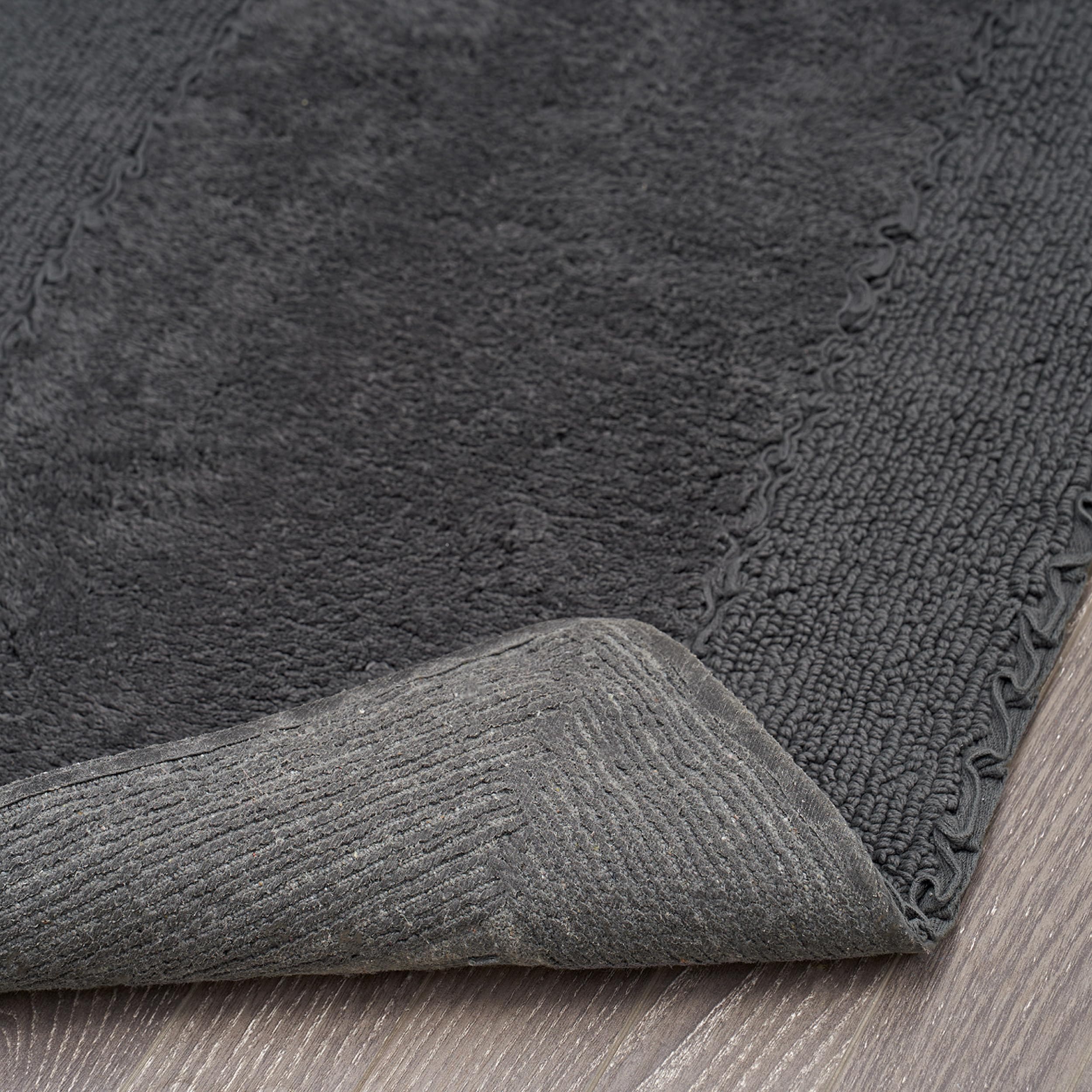 Laura Ashley Ruffle Cotton 20'' X 34'' Bath Rug, Dark Gray