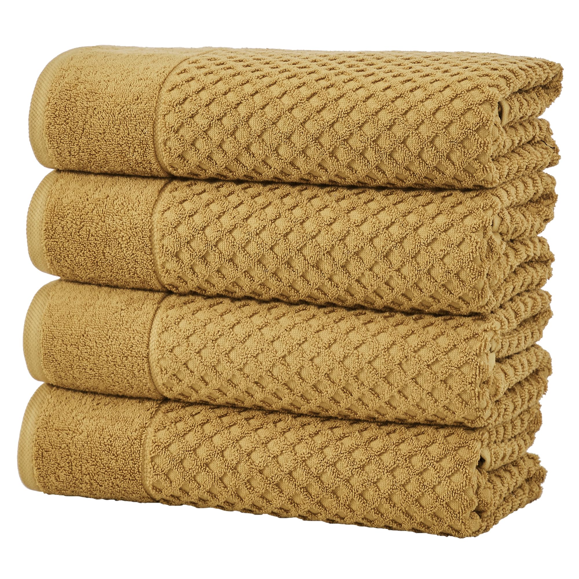 Great Bay Home Yellow Bath Towels - 100% Cotton 4 Pack 54x27 Bath Towel Set - Absorbent, Durable, Quick-Dry Towels for Bathroom 