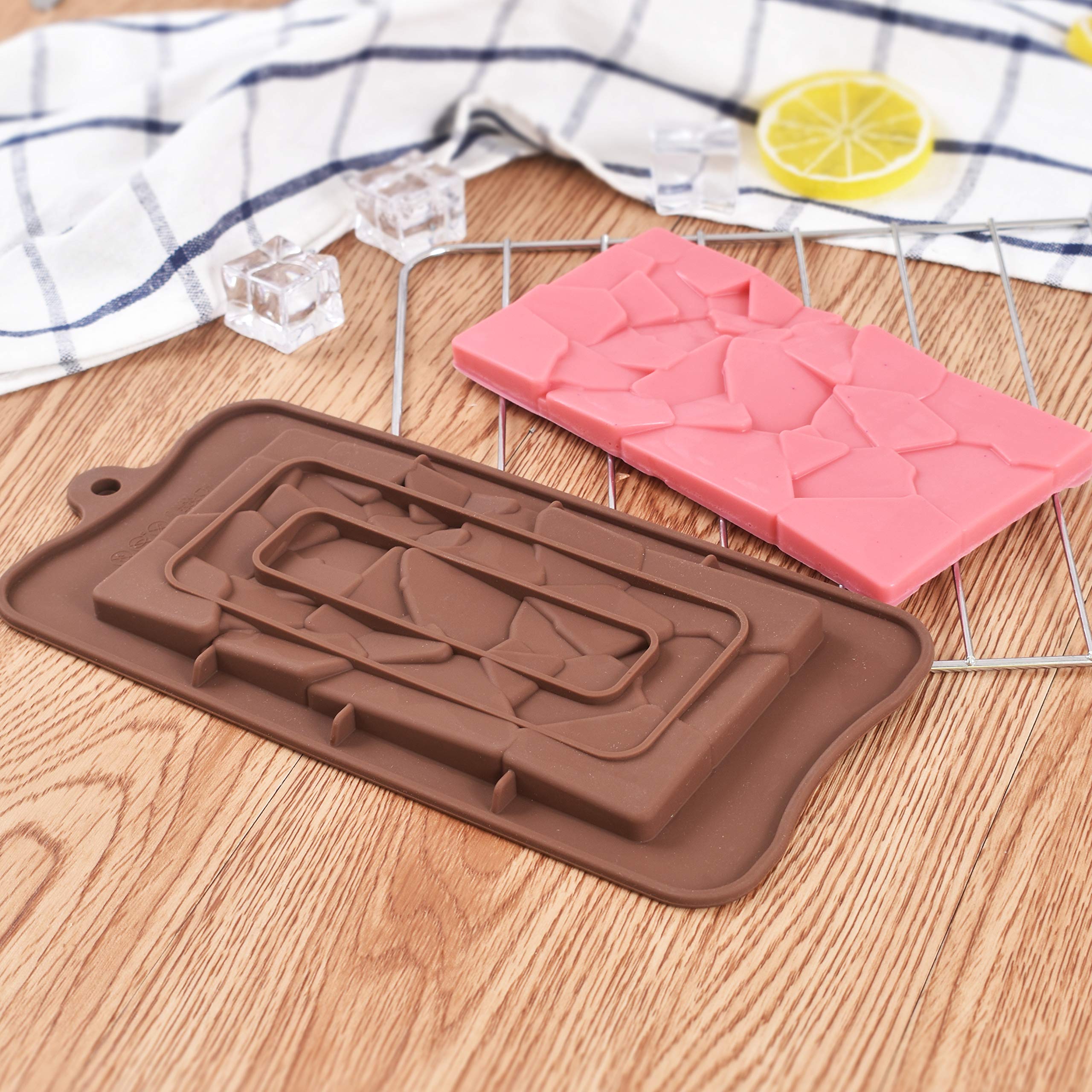 Ionegg Break Apart Silicone Chocolate Molds, Fragments Chocolate Bar Molds, Homemade Protein And Energy Bar Molds, 4 Packs