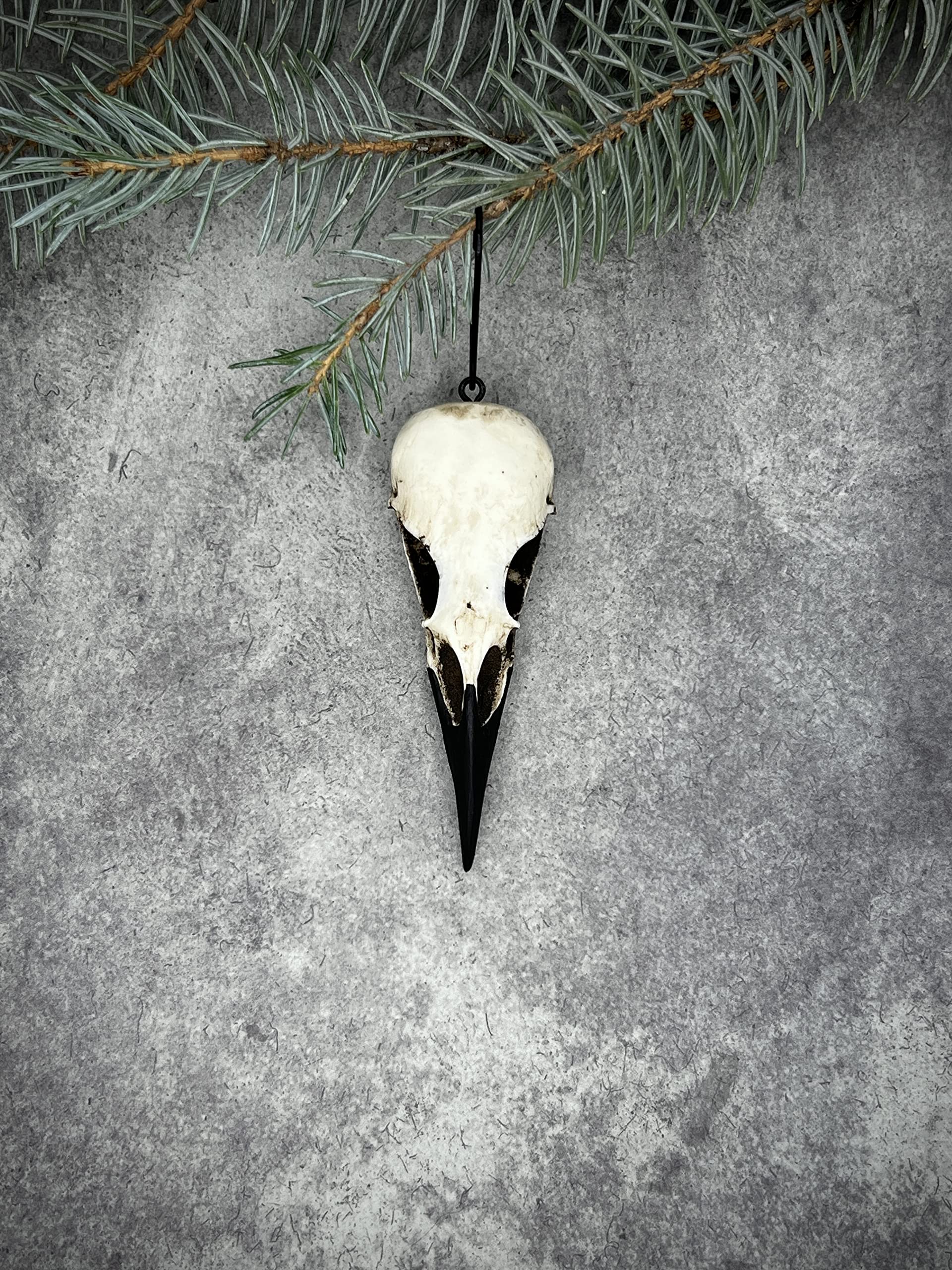 Gothic Raven Skull Christmas Tree Ornament, Gifts for Goths, Yule Pagan