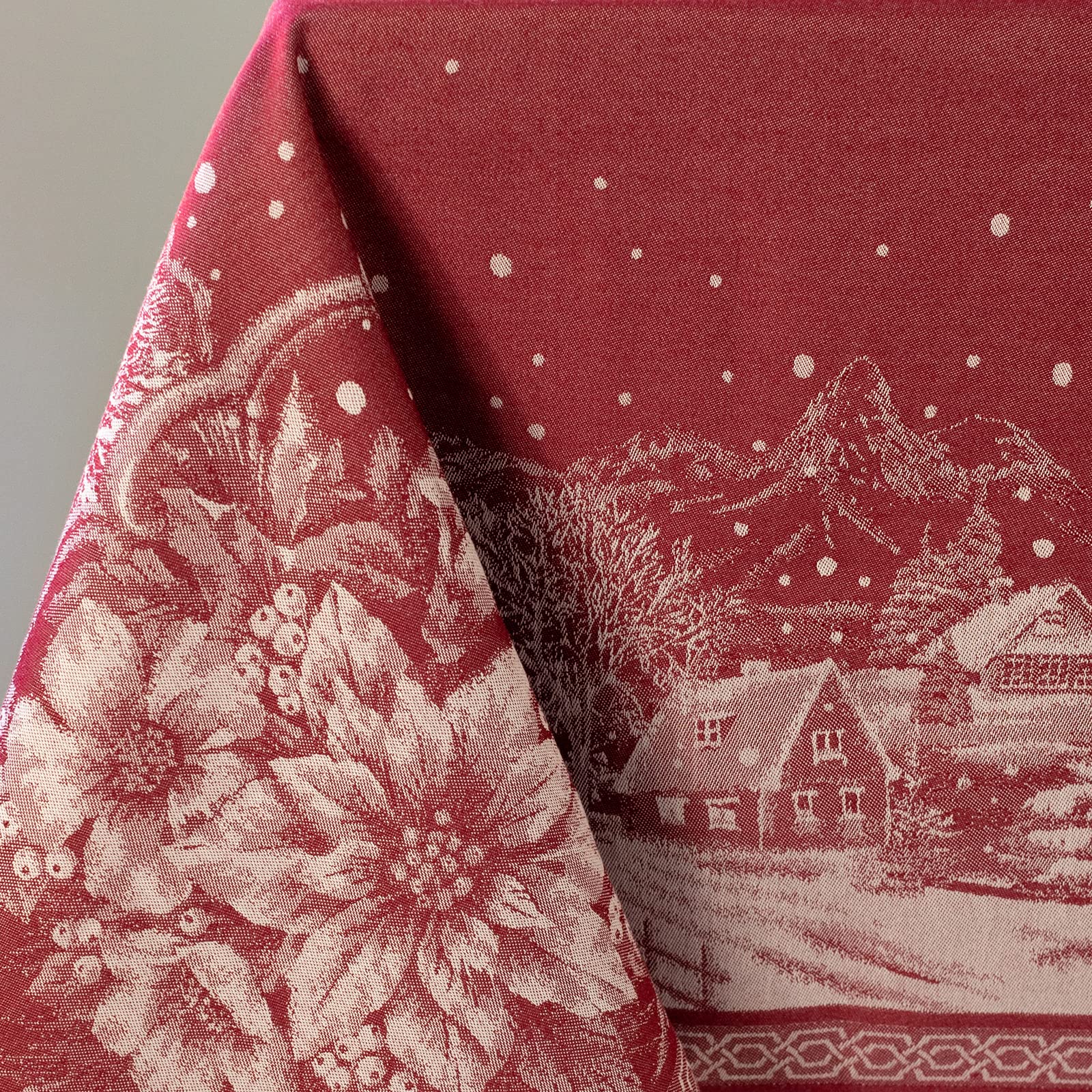 Benson Mills Engineered Jacquard Heavyweight Fabric Table Cloth, Holiday, Winter, And Christmas Tablecloth (Christmas Story, 60'