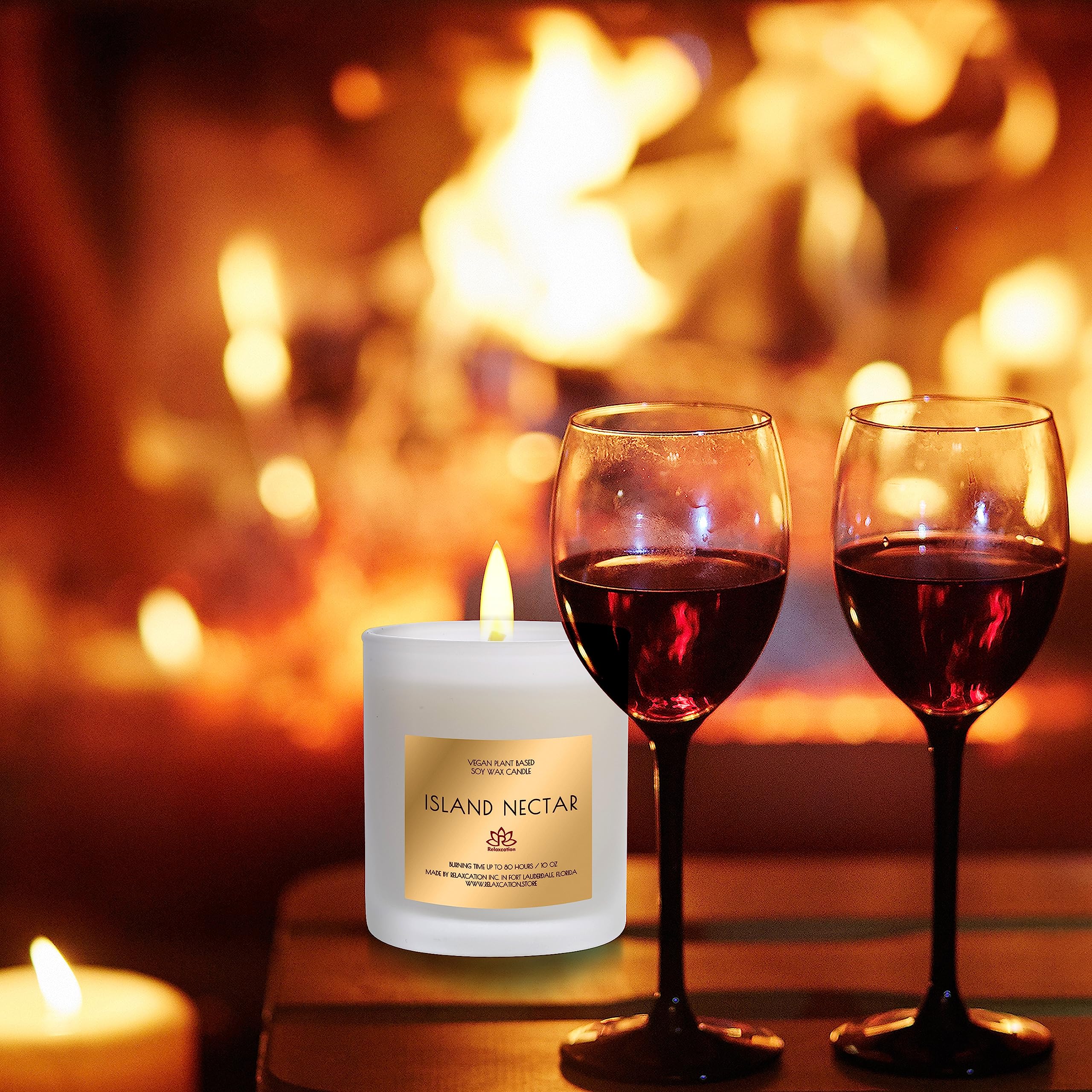 Highly Scented Candle with Island Nectar Oil | Natural Clean-Burn Eco-Friendly Soy Wax | Handmade in USA in Big Glass Jar and Gi