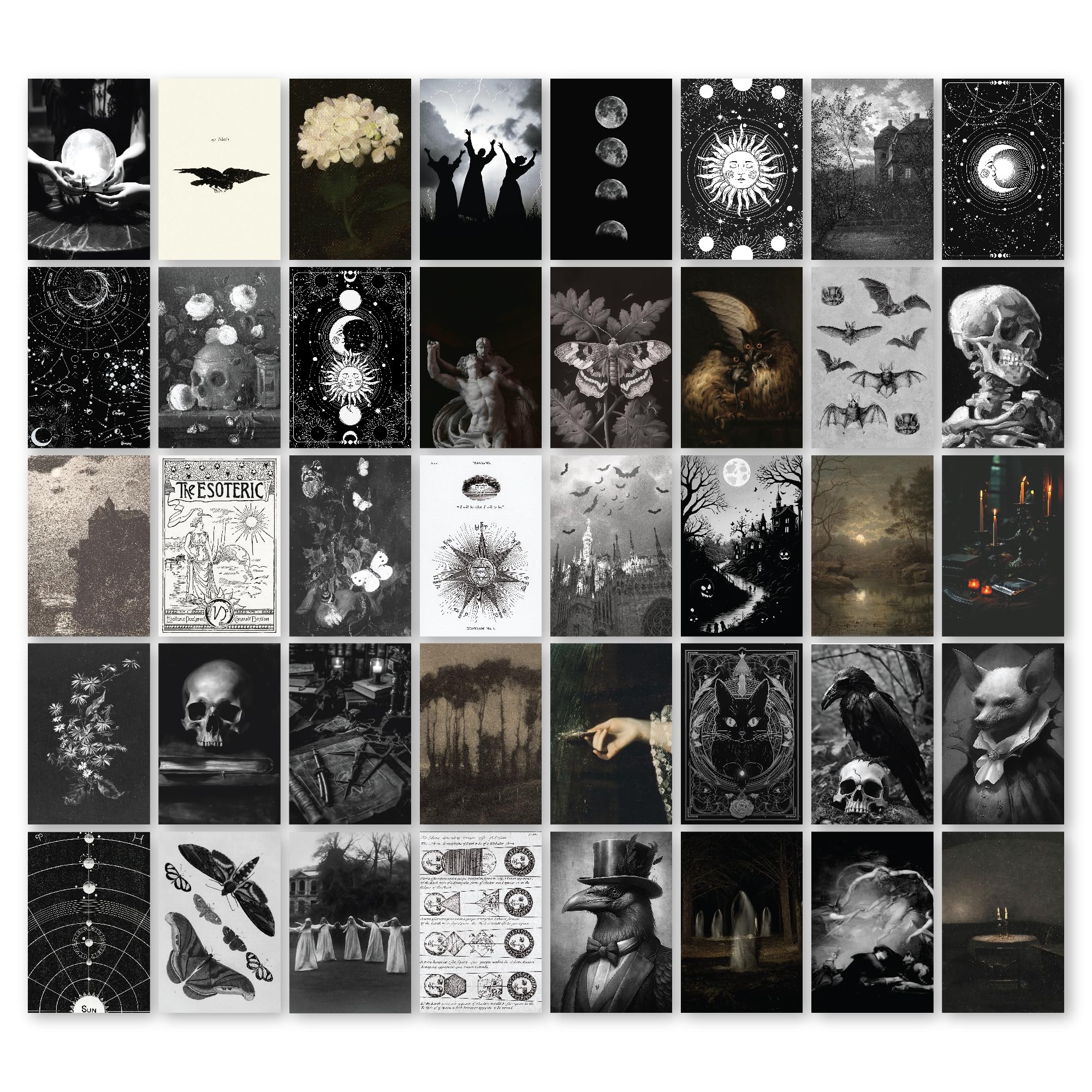 97 Decor Witchy Decor Aesthetic - 40 Pcs Gothic Wall Decor, Moody Spooky Home Decor, Goth Room Decor For Bedroom, Gothic Hallowe