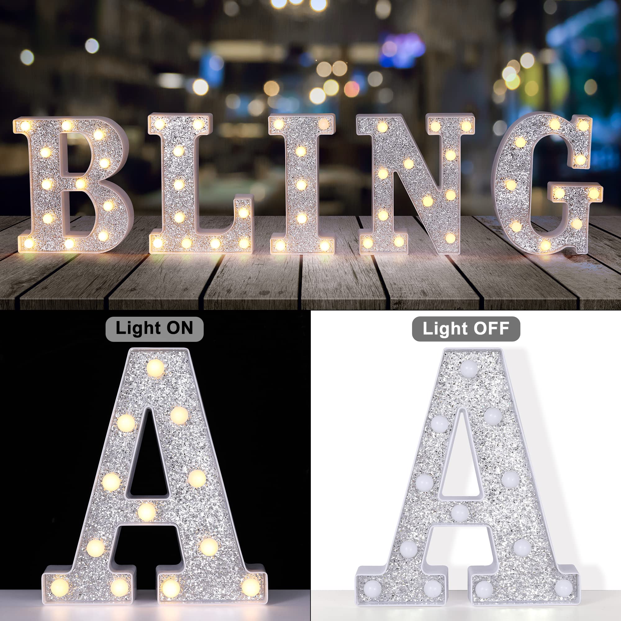Foaky Silver Light Up Letters,Party Decorations,Birthday Decorations for Night Light Birthday Party Christmas Gifts (X)