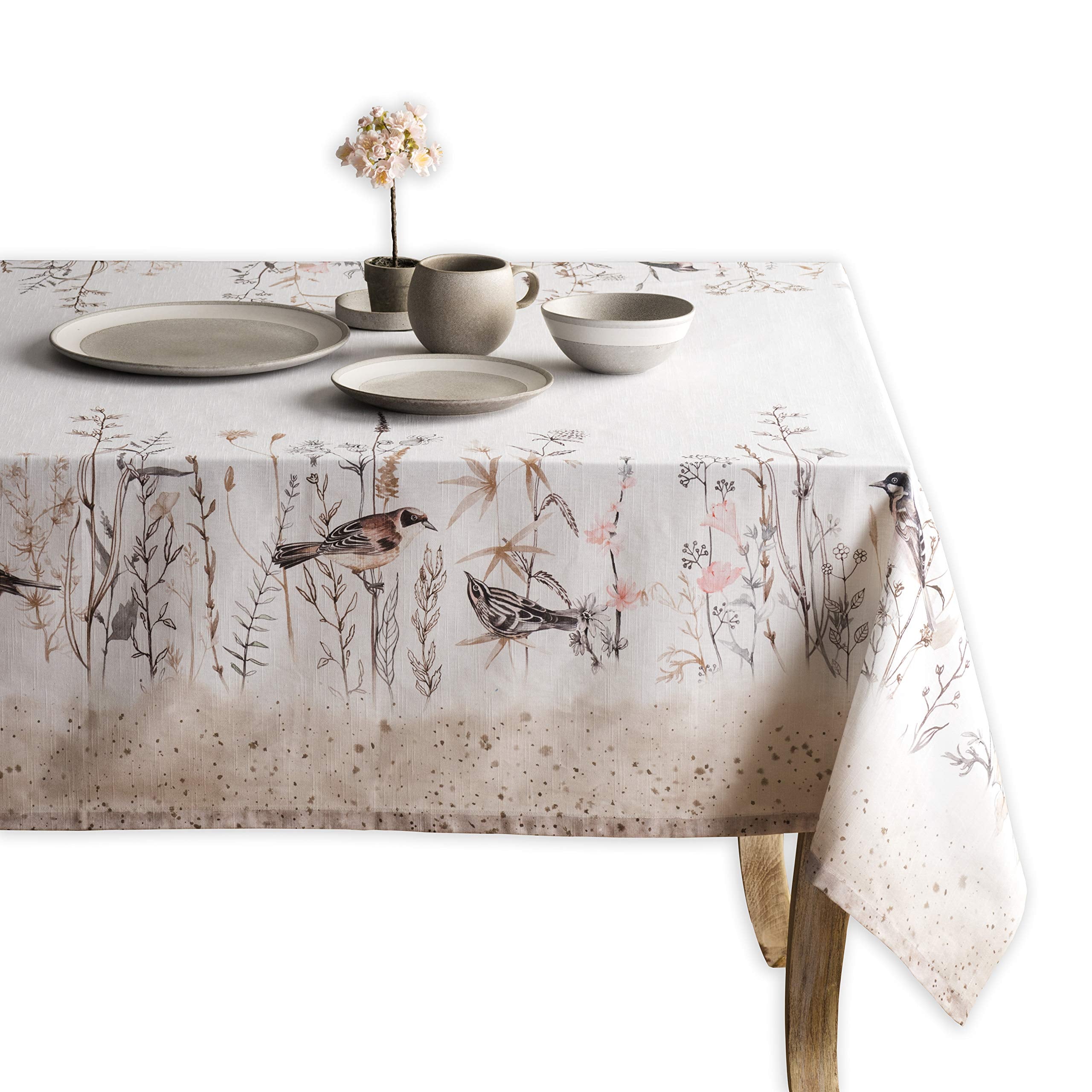 Maison D' Hermine Tablecloths 100% Cotton 60''X120'' Decorative Rectangle Tablecloth Washable Table Cover For Gifts, Holiday Din
