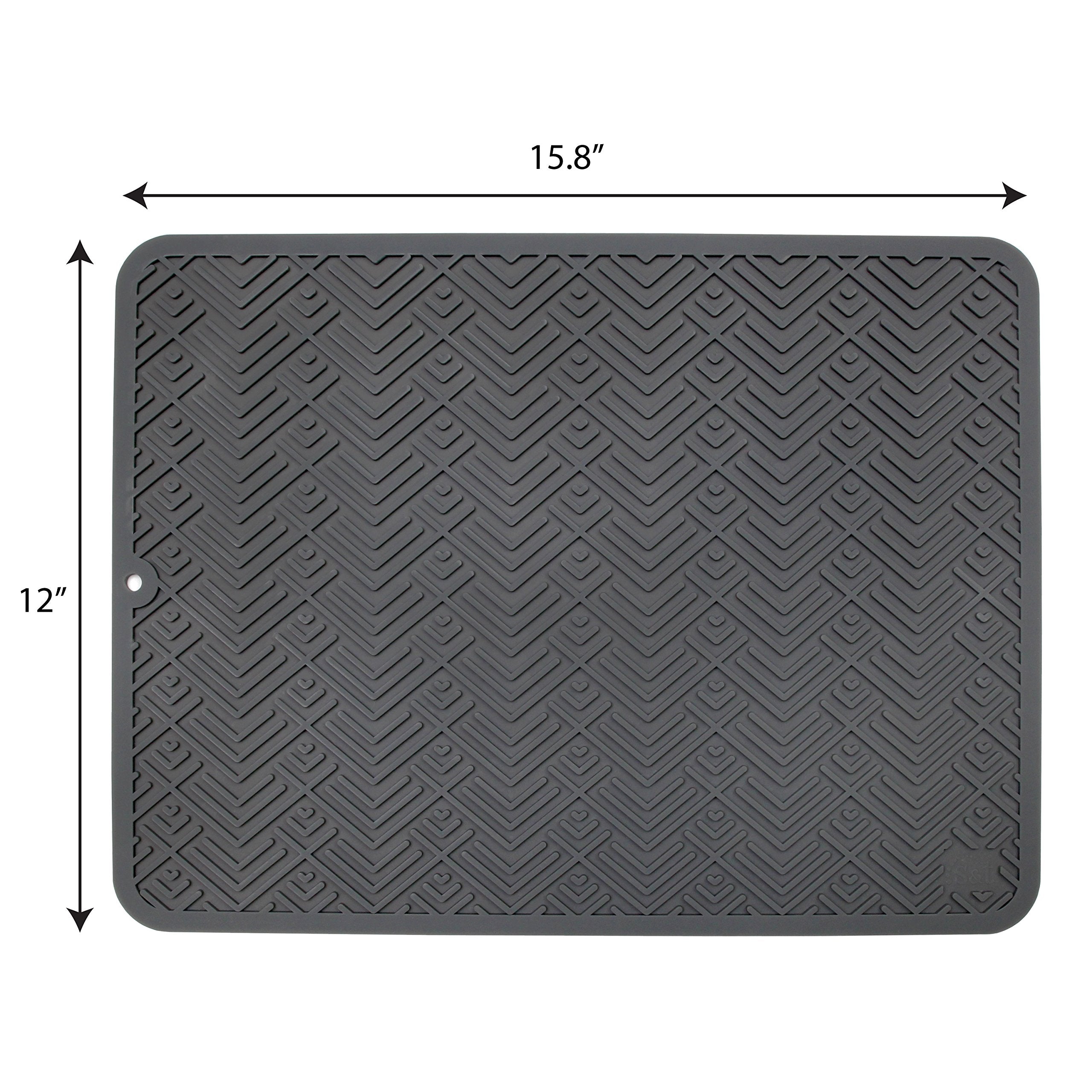 S&T Inc. Silicone Dish Drying Mat Or Trivet For Kitchen Durable, Heavy Duty, Non-Slip, Dishwasher Safe And Heat Resistant, 12 In