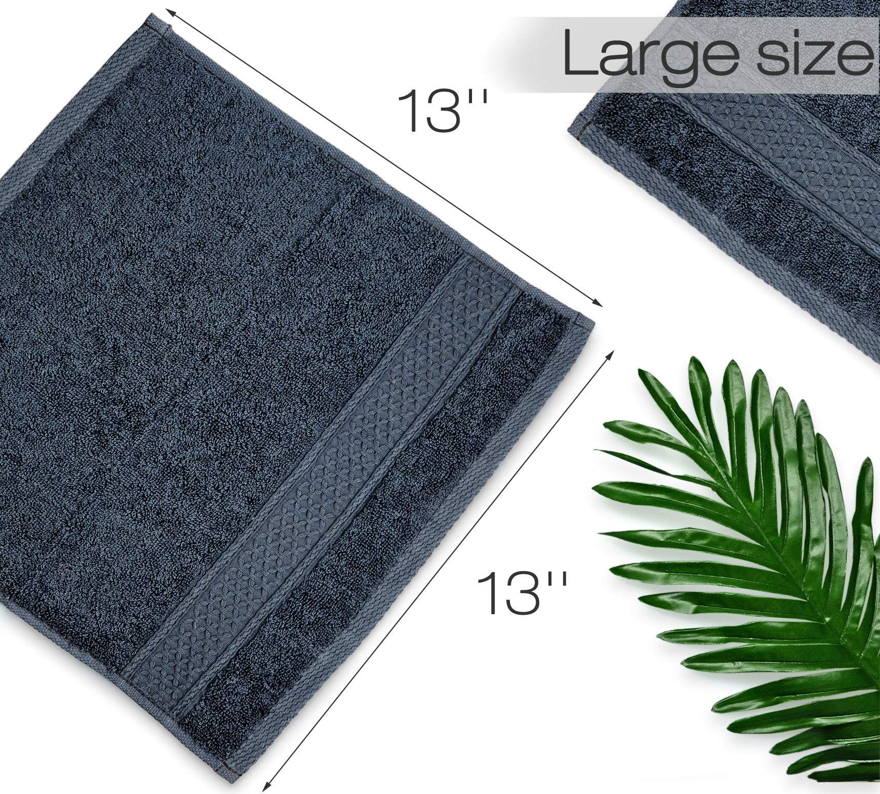 Cleanbear Extra Soft Wash Cloths Washcloths Set 6-Pack 13 x 13 Inches  Highly Absorbent Facecloths (Dark Gray)