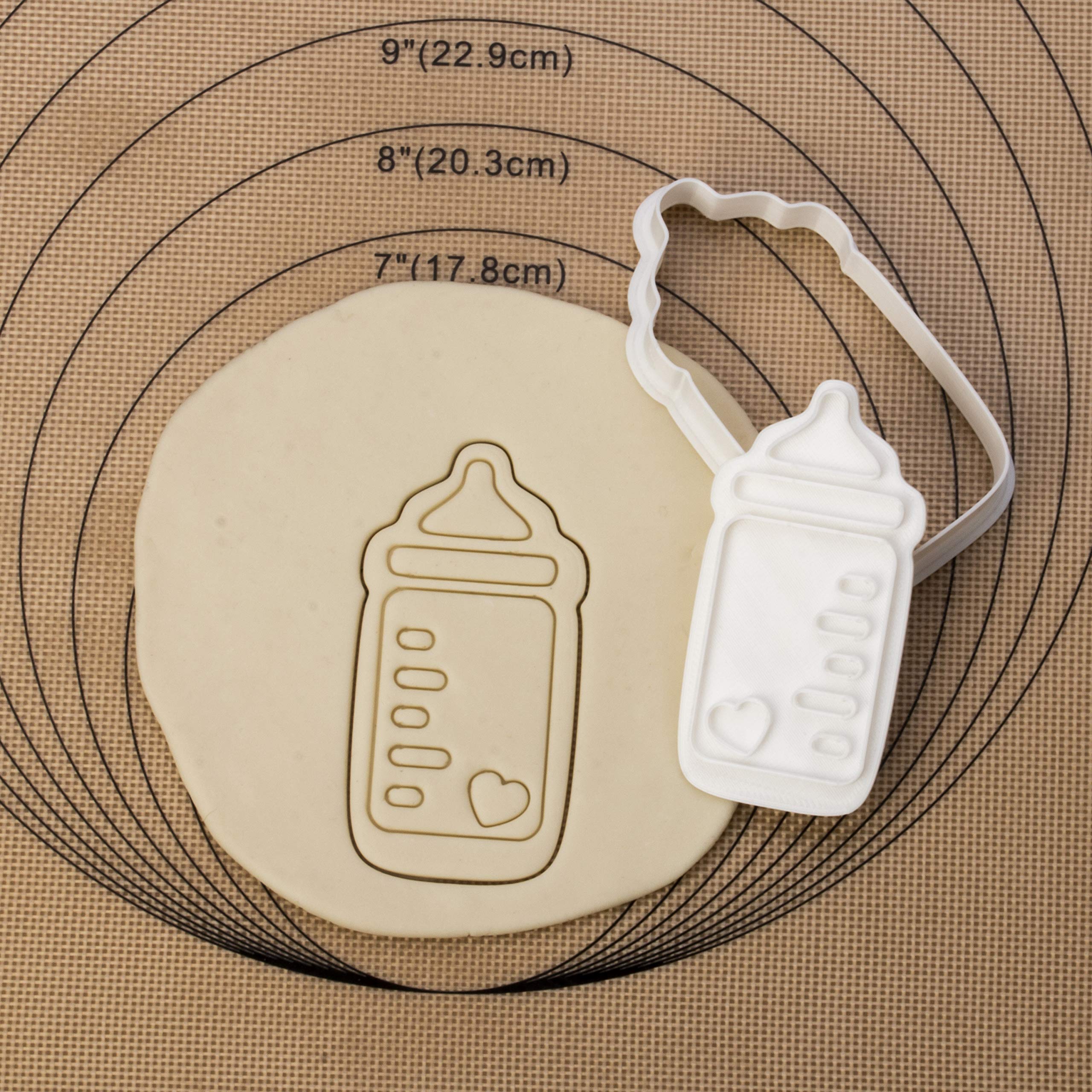 Mostop 3D Cookie Cutter With Baby Bottle Stampers Baby Shower Cake Mold Fondant Decorating Tools Diy Mold For Sugar Craft Baking