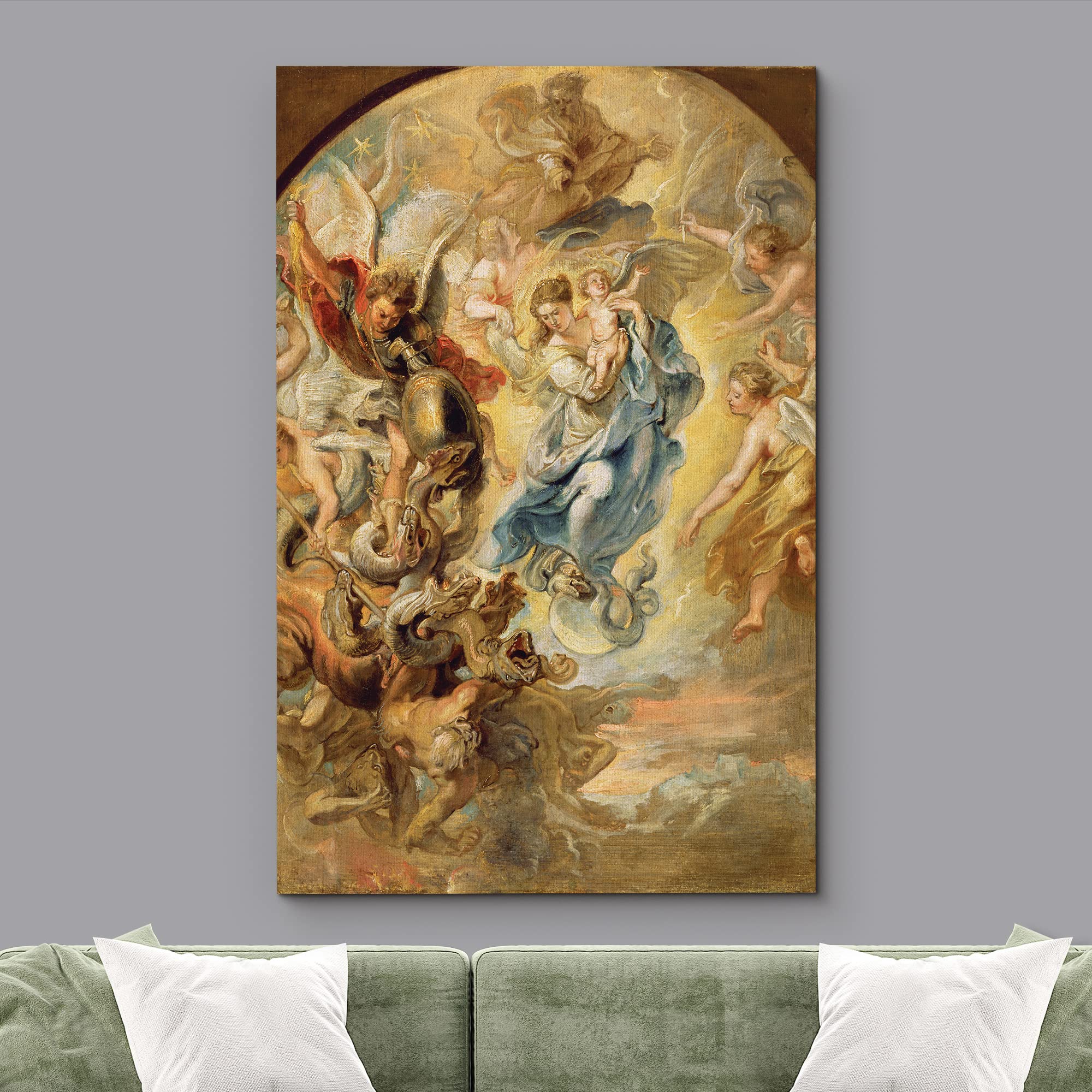 Wall26 - Oil Painting Of The Virgin As The Woman Of The Apocalypse By Peter Paul Rubens In 1624 - Baroque Style-Angels Catholic
